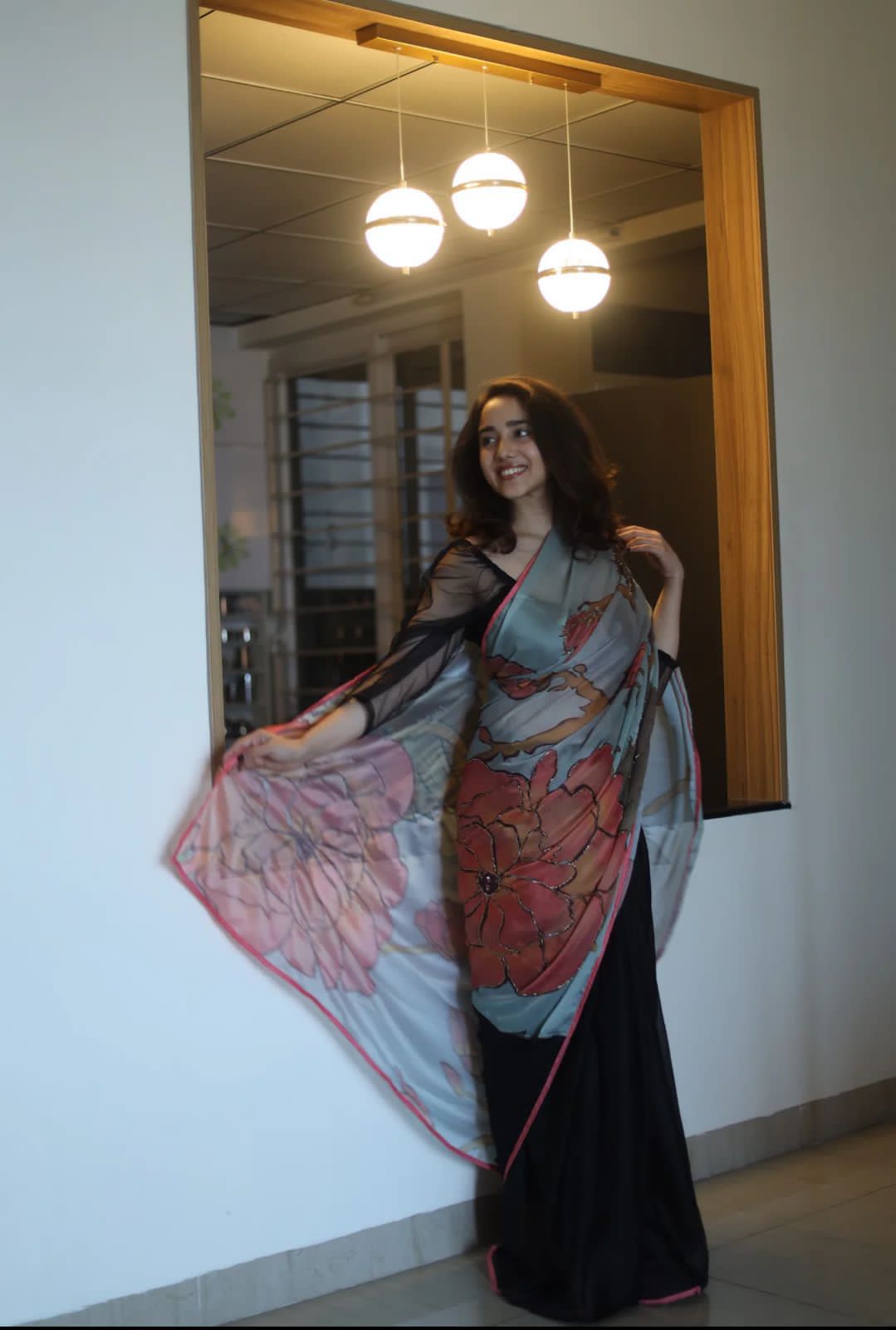 Kalamkari Premium Black HandWork Saree
