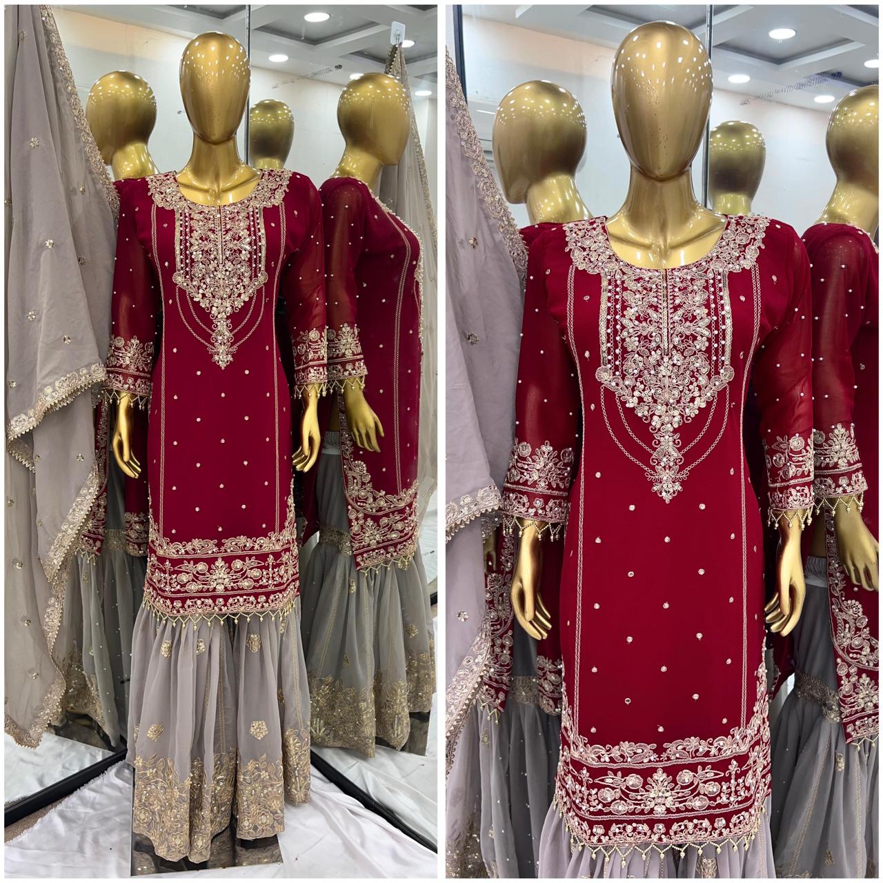 Premium Georgette Bling Ethnic Suit Outfit in Two Colours