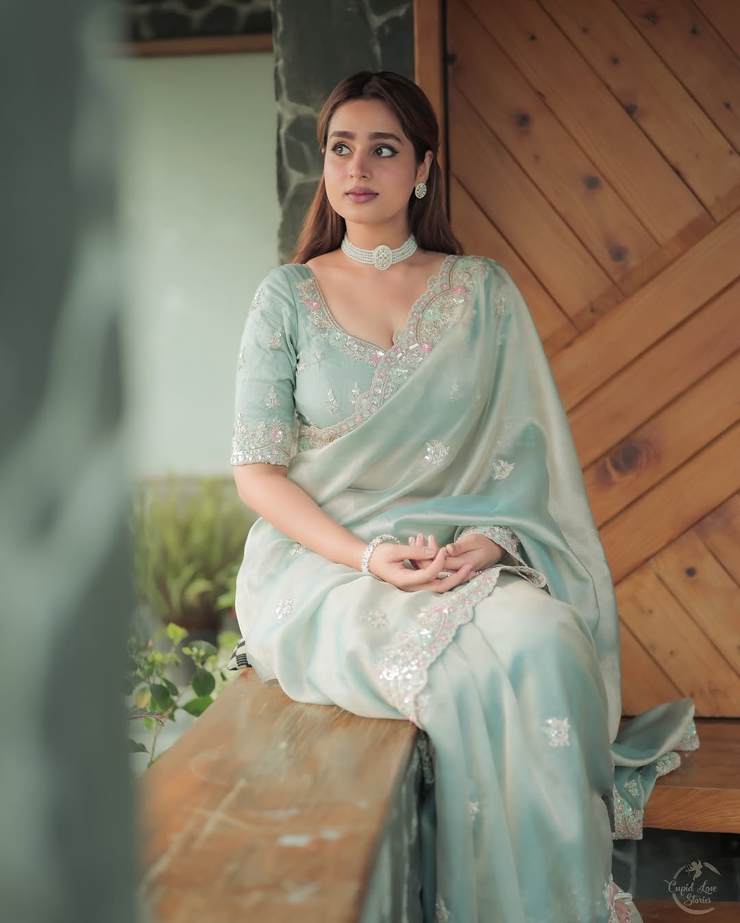 Pastal Sea Green Soft Satin Silk Premium Saree