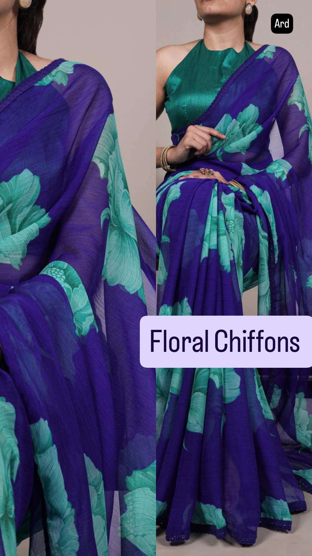 A perfect harmony of airy chiffon and blooming florals