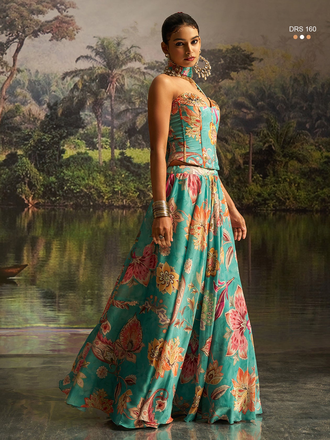 Mint Blue Handworked Ready To Wear Premium Modern Lehanga