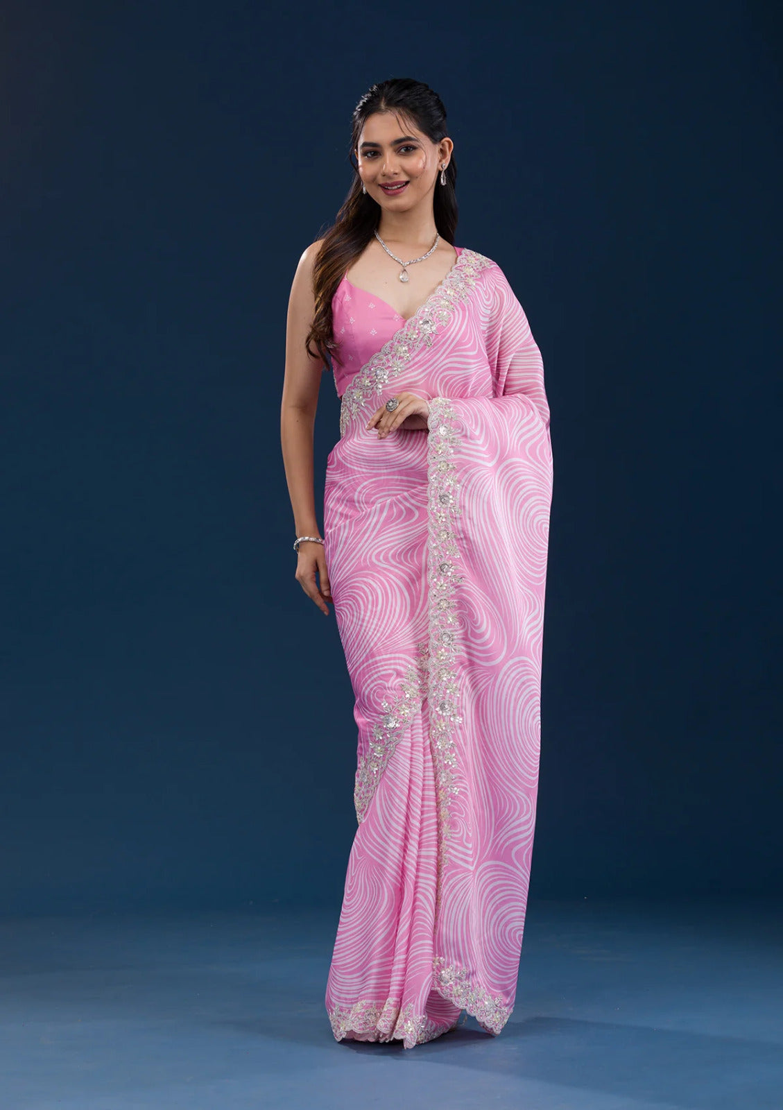 Georgette Pink & Yellow Sarees
