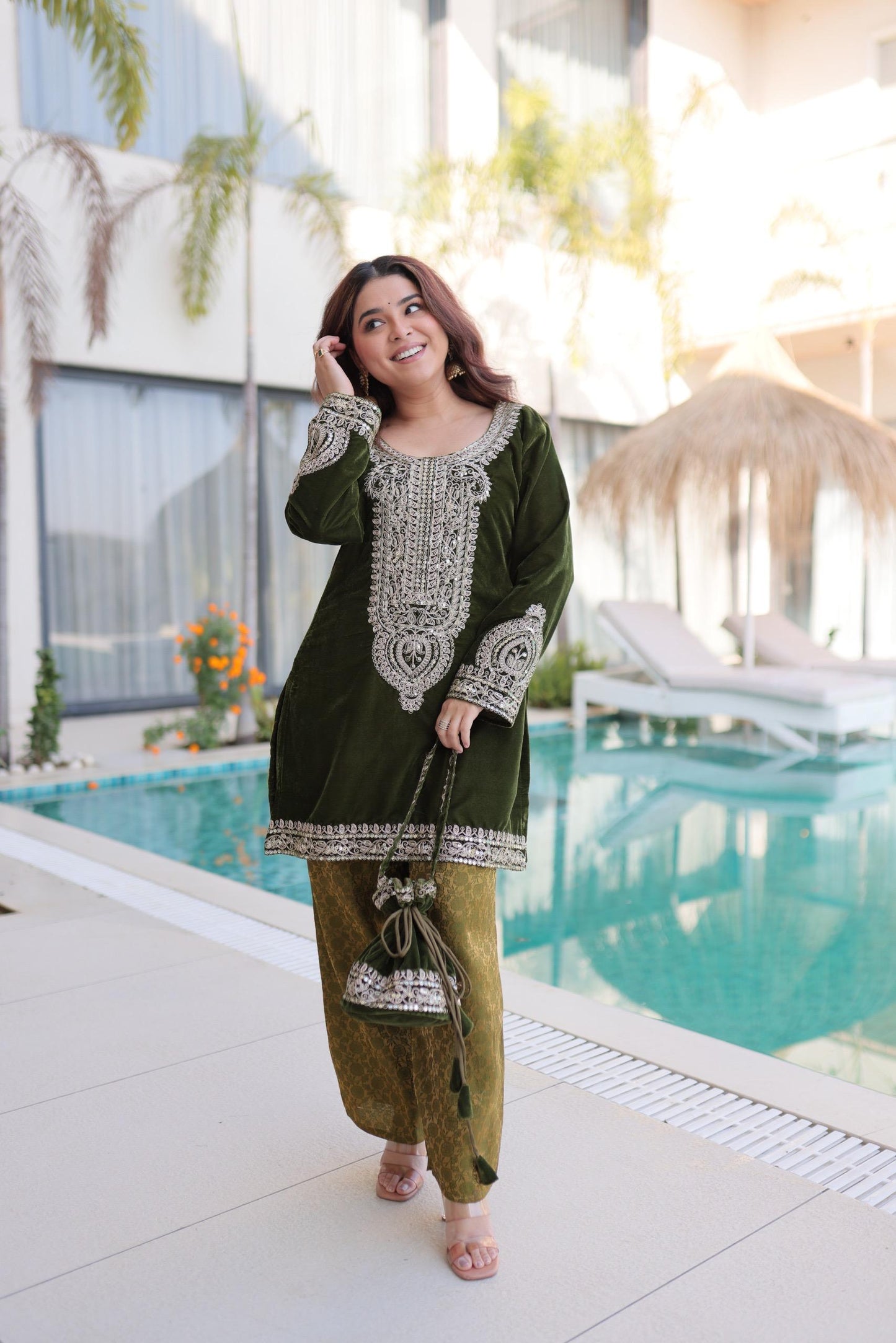 Shine Warm In Premium Velvet Outfit