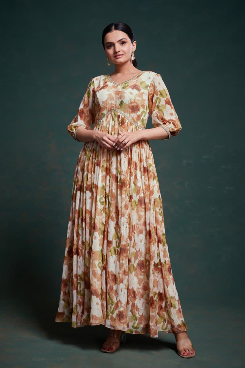 Floral Soft Chiffon Ready To Wear Gown