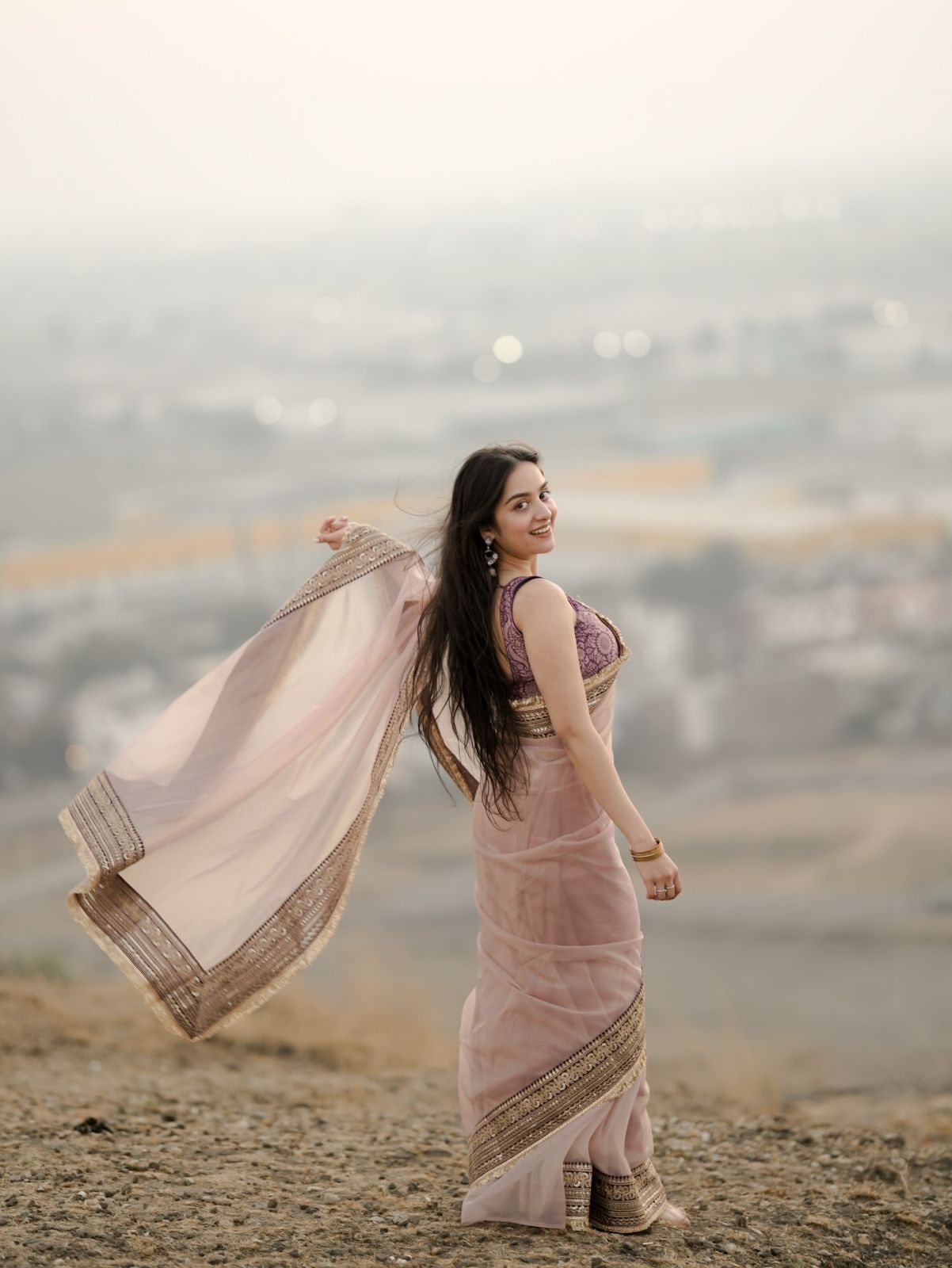 Sparkling Beauty Pastal Twil Net Premium Saree