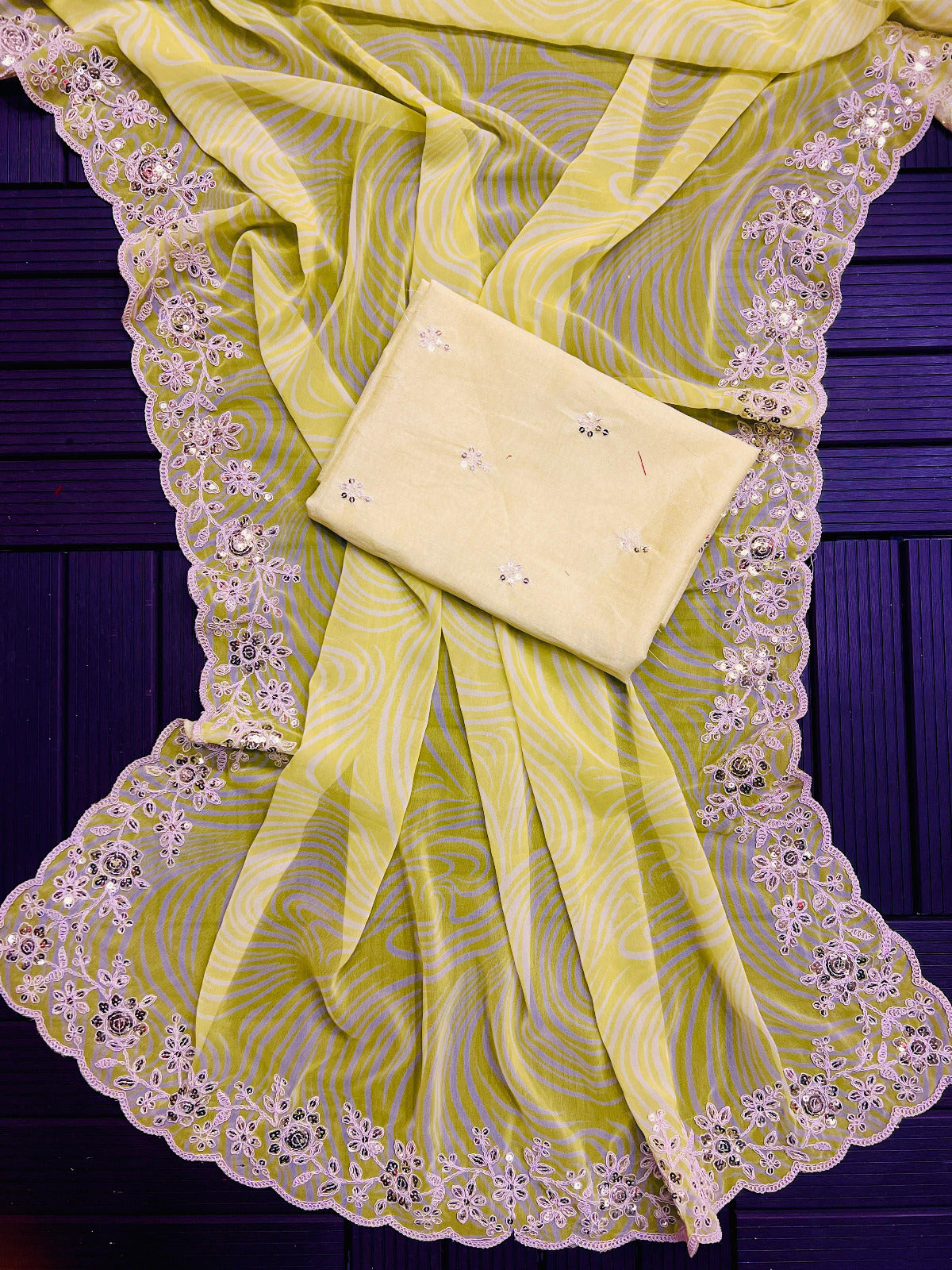 Georgette Pink & Yellow Sarees