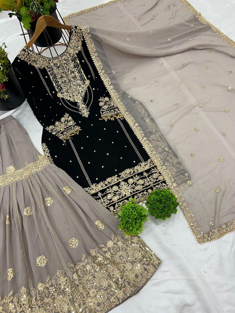 Premium Georgette Bling Ethnic Suit Outfit in Two Colours