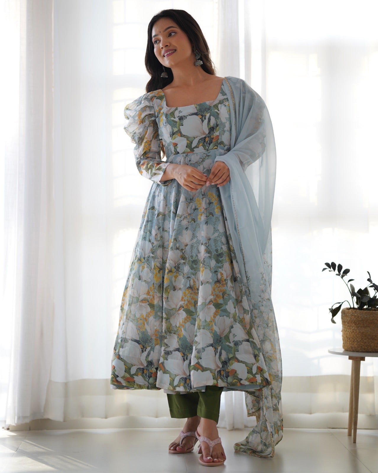 Pure Organza Ready To Wear Anarkali Set