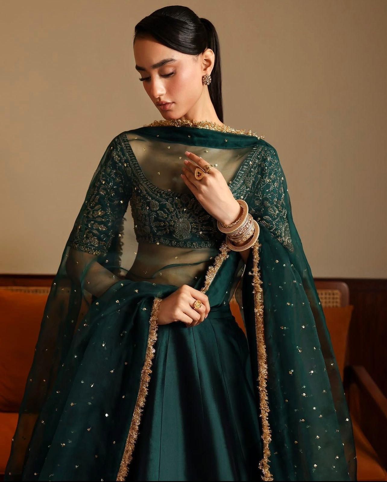 Green Glam Look beautiful Lehenga - Mehandi Nights