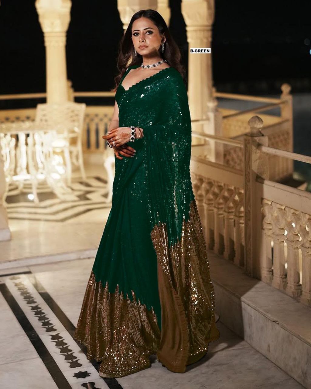 Duo Color BlockBuster Sequins Saree