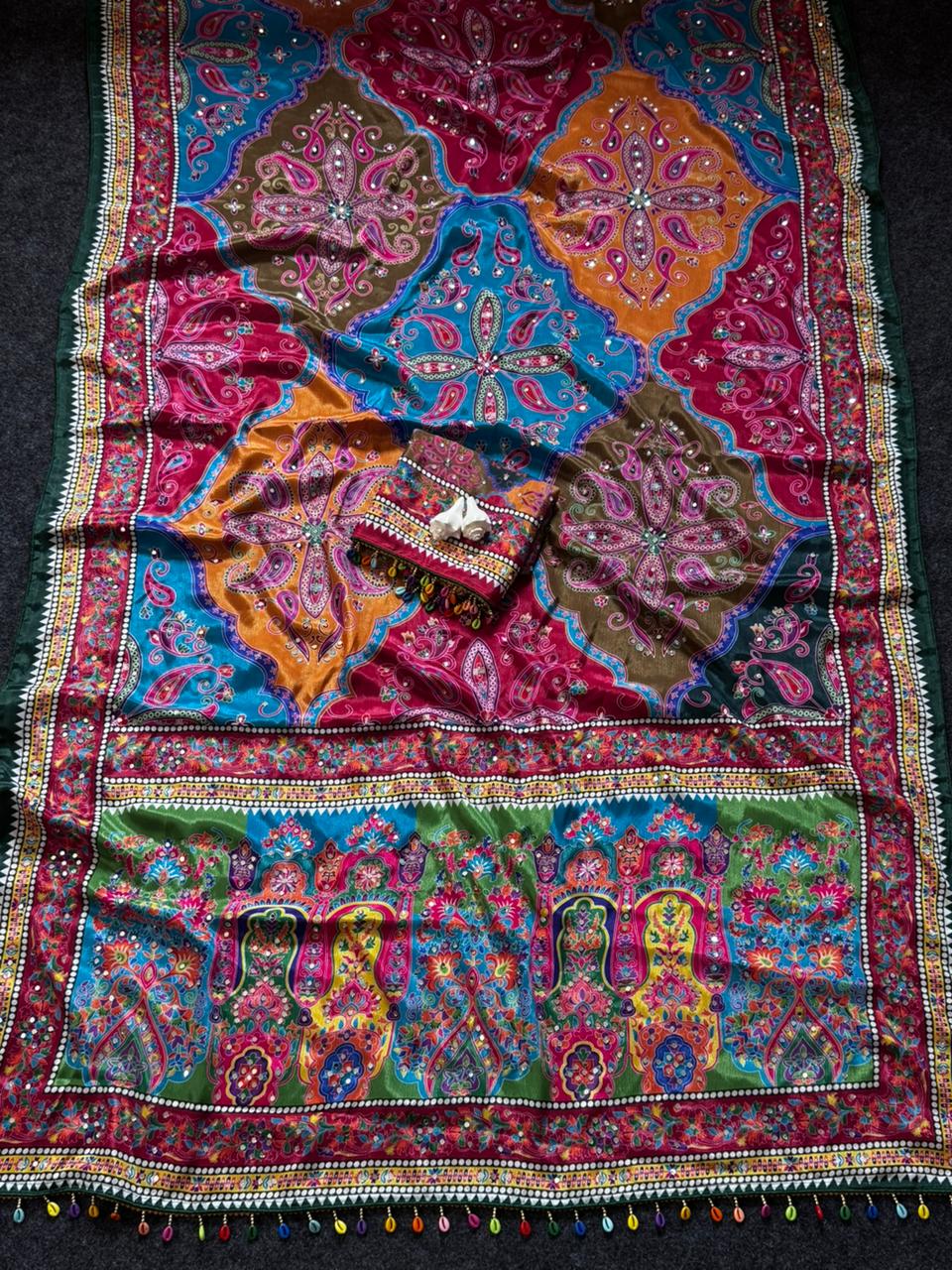 AJARAKH PREMIUM ROMAN SILK SAREE