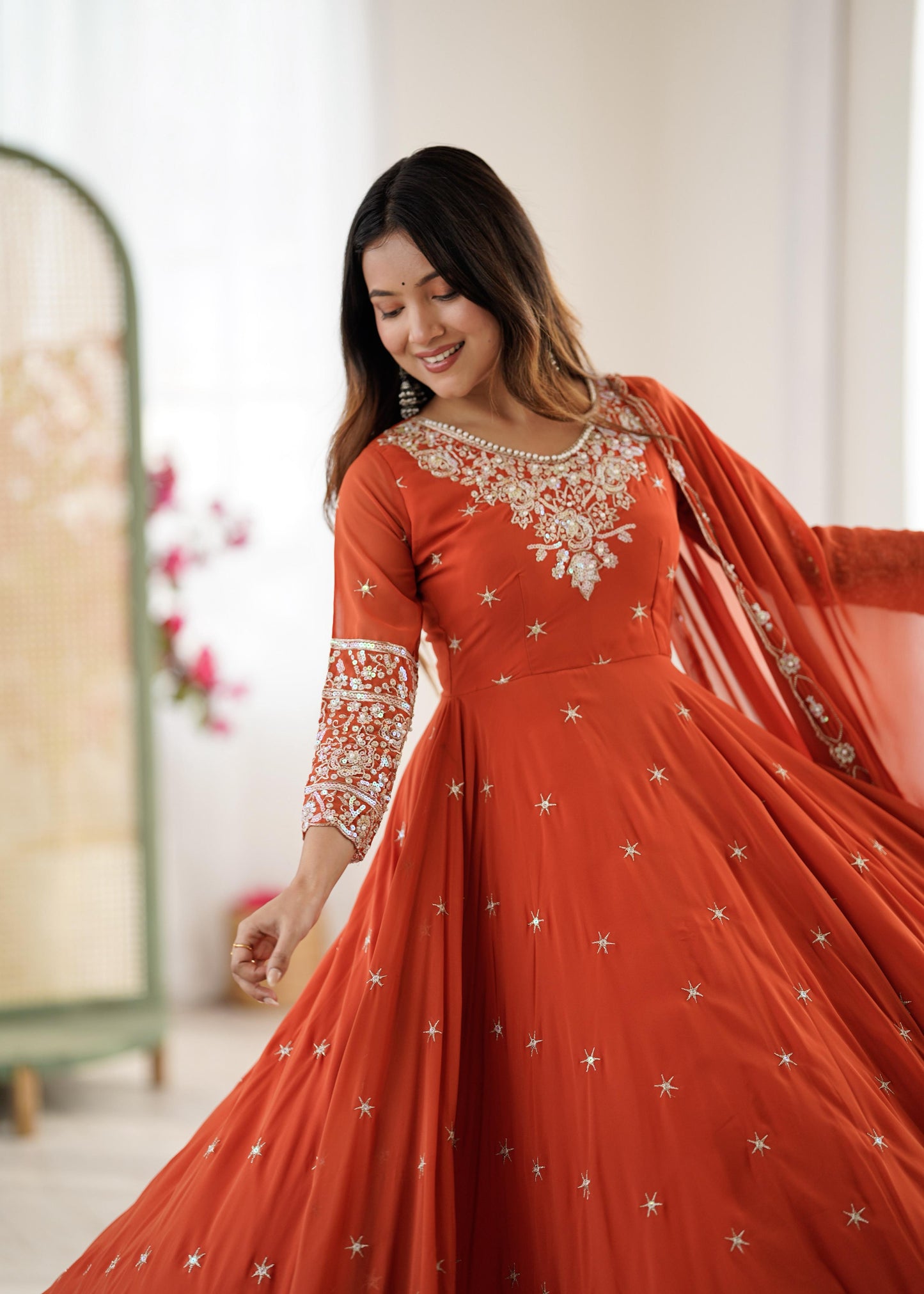Elegant Embroidered Rambo Sequence Designer Anarkali