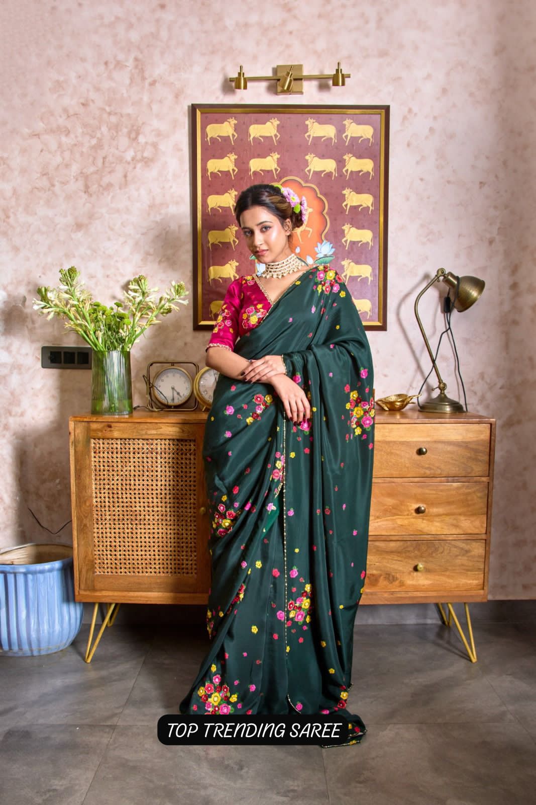 CELEBRITY INSPIRED COOL SUMMER GREEN SAREE