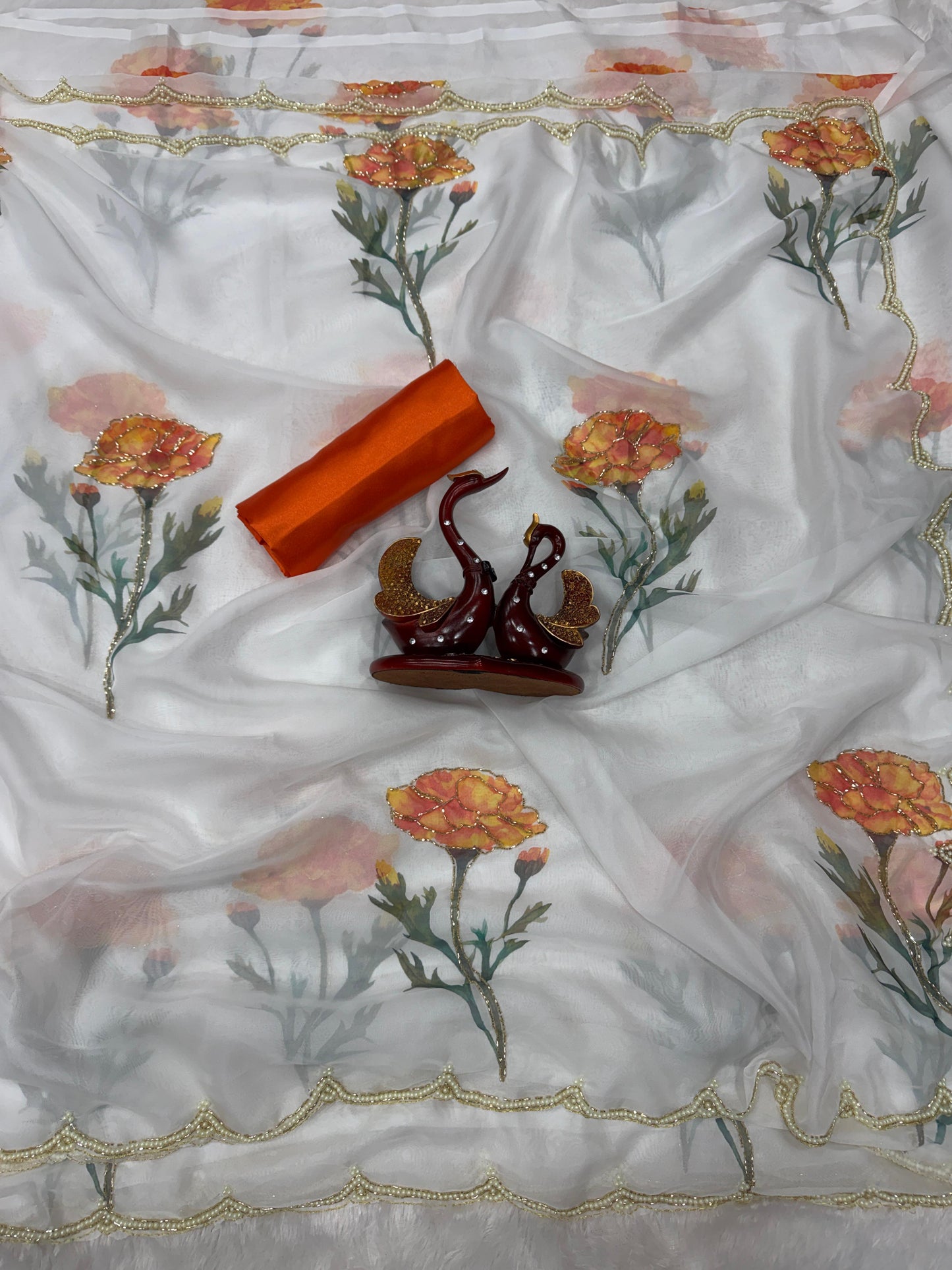 Premium Floral Print Organza Summer Saree