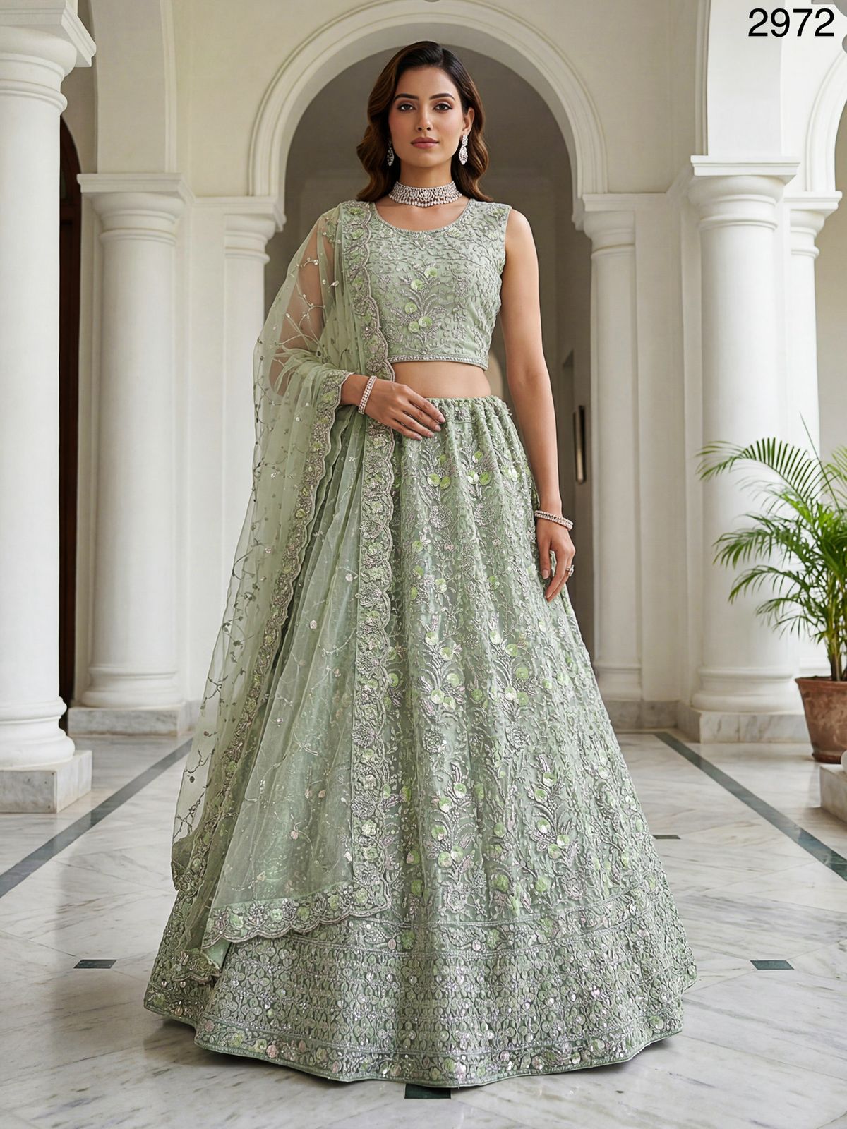 Pistachio Designer Bling Lehenga choli