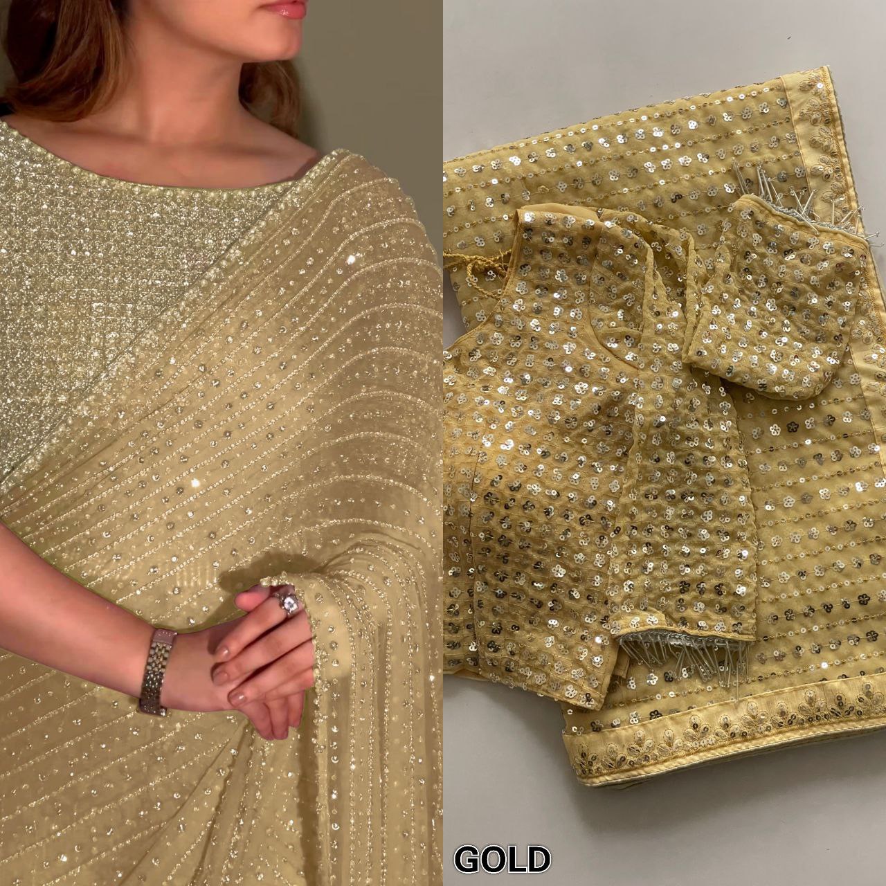 Bling Party Evenings Sequins Saree