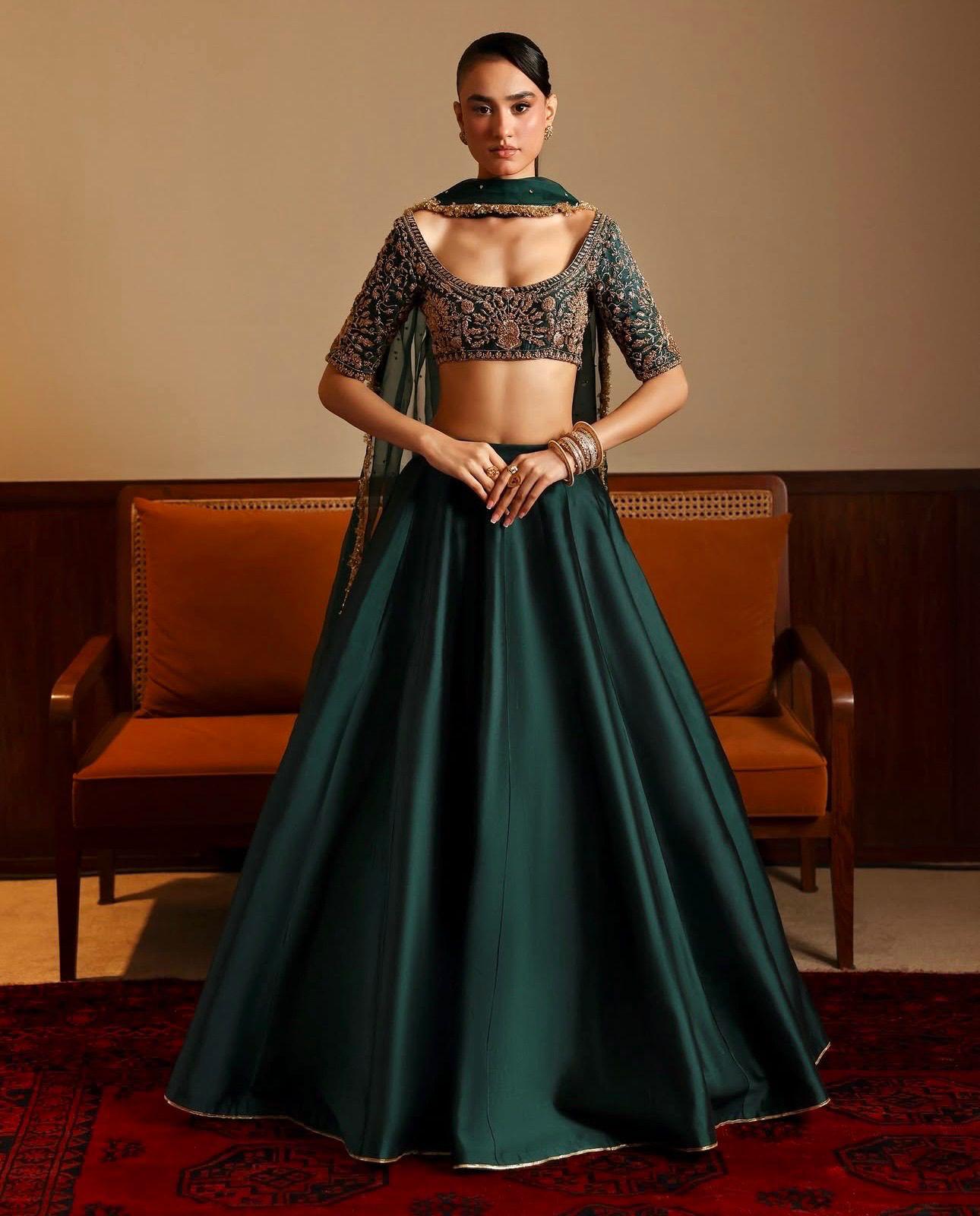 Green Glam Look beautiful Lehenga - Mehandi Nights