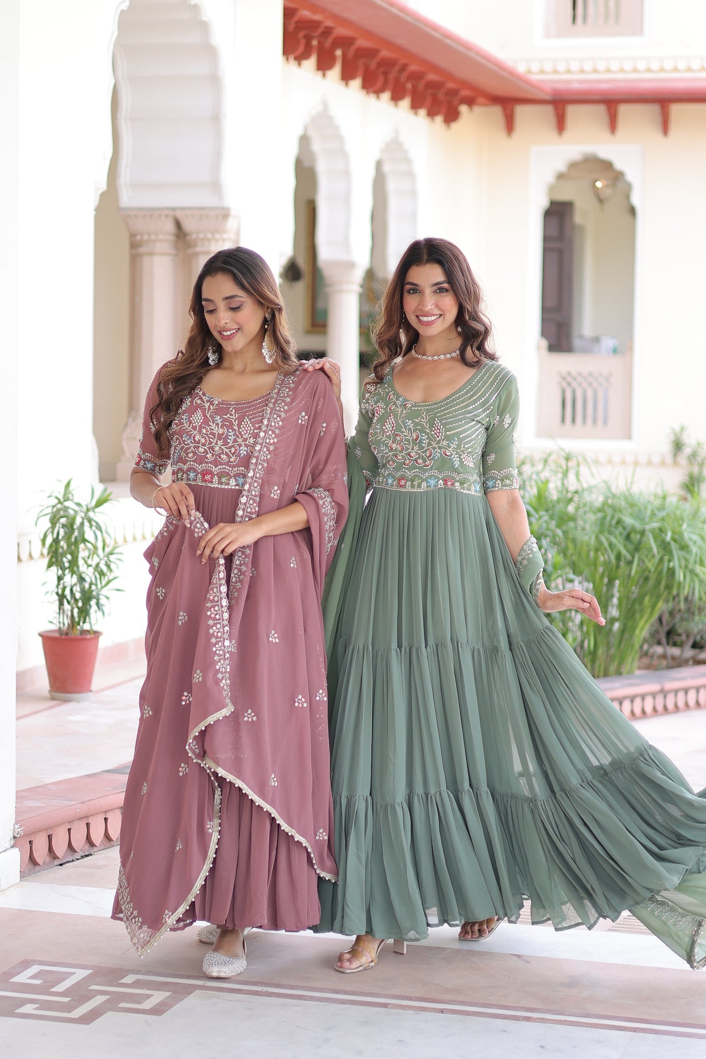 Premium Multi Thread Bead Work Gowns
