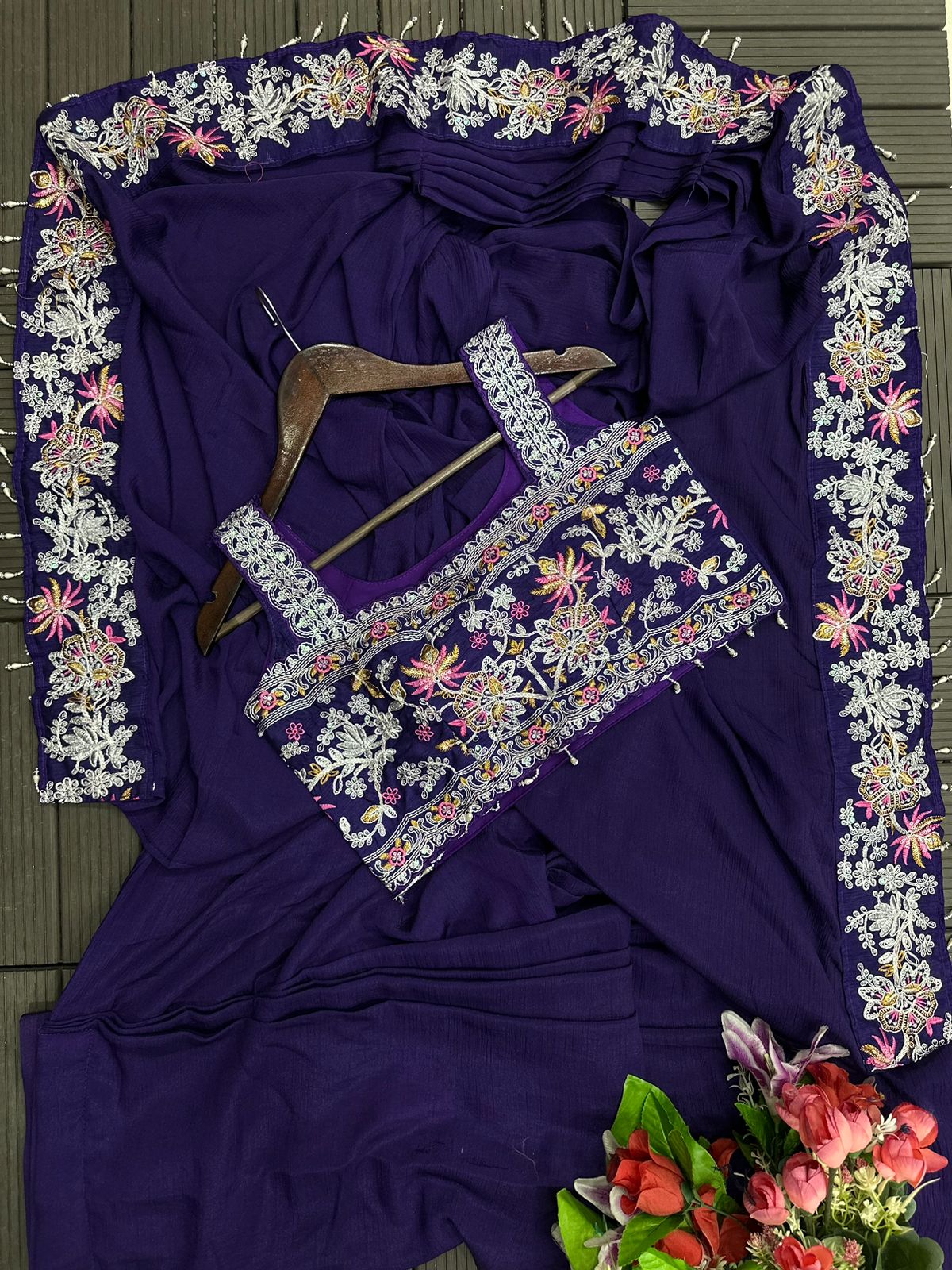 Supreme Jacket Saree Outfit - Ready To Wear