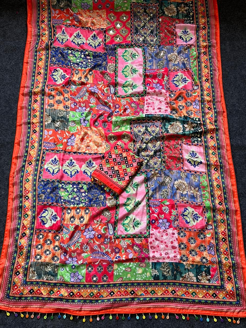 AJARAKH PREMIUM ROMAN SILK SAREE