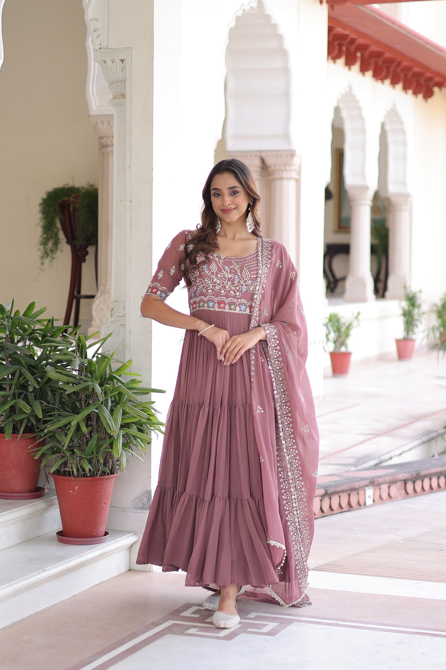 Premium Multi Thread Bead Work Gowns
