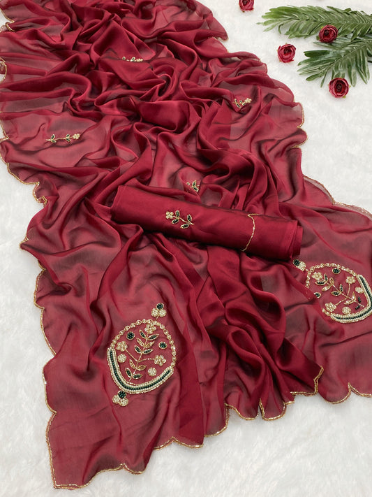 One Of A Kind Handworked Premium Saree