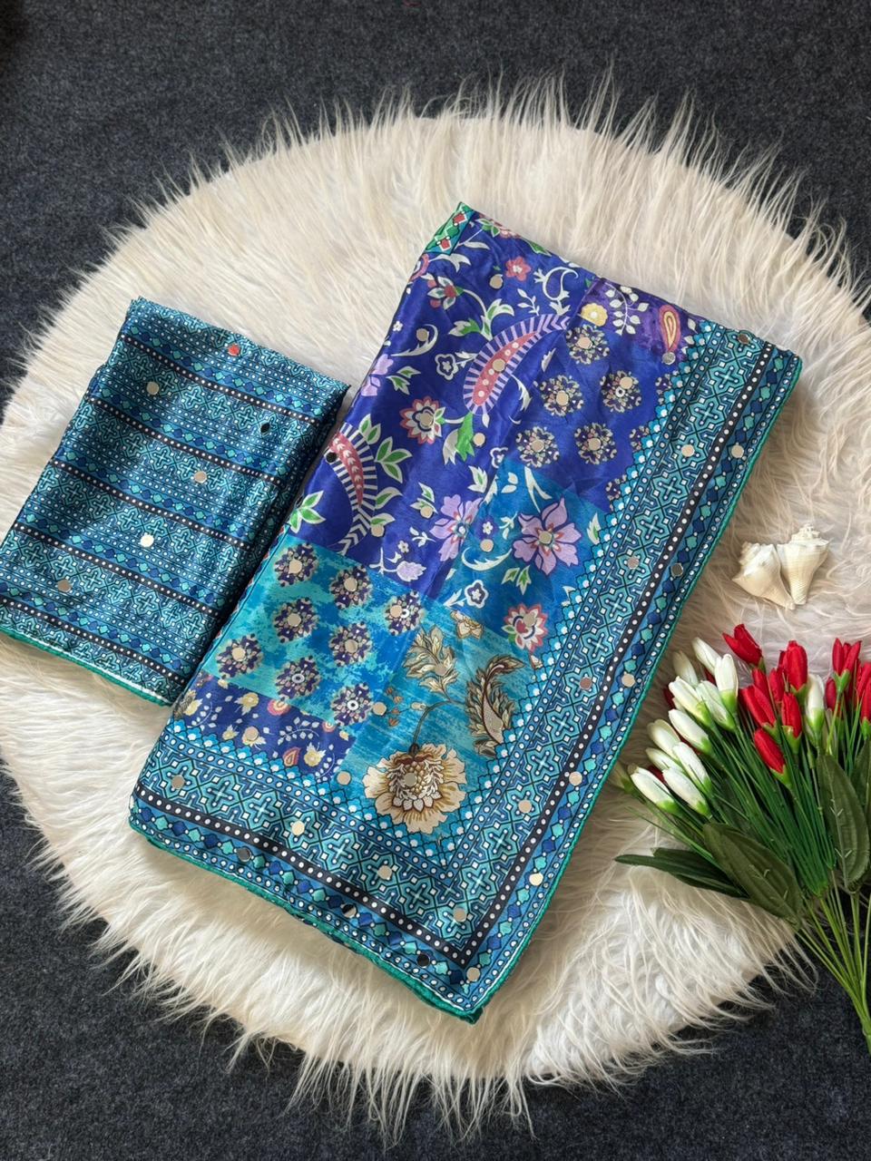 AJARAKH PREMIUM ROMAN SILK SAREE