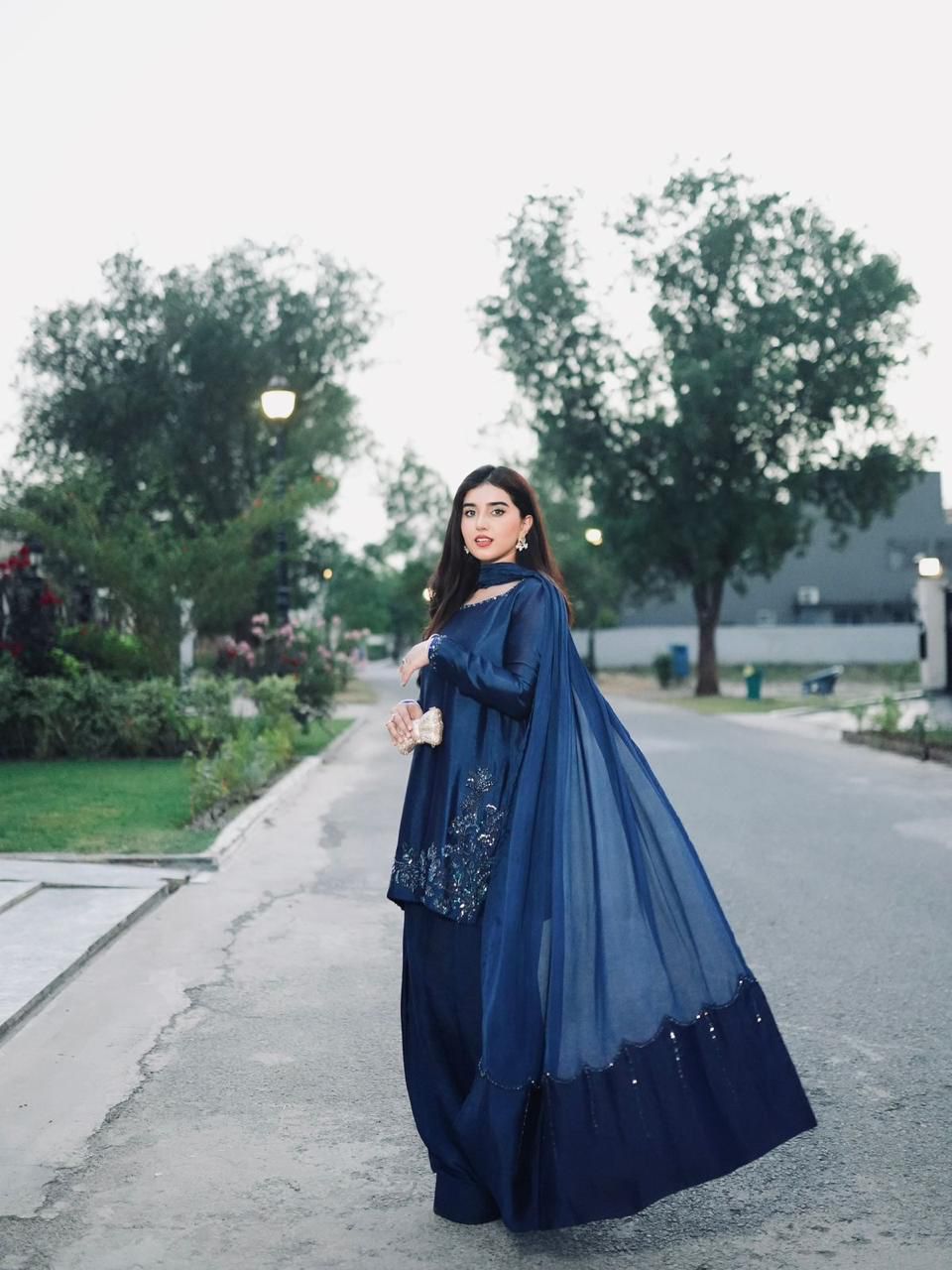 Blue Stylish Naturally Attractive Beautiful Outfit - Upto Plus Size