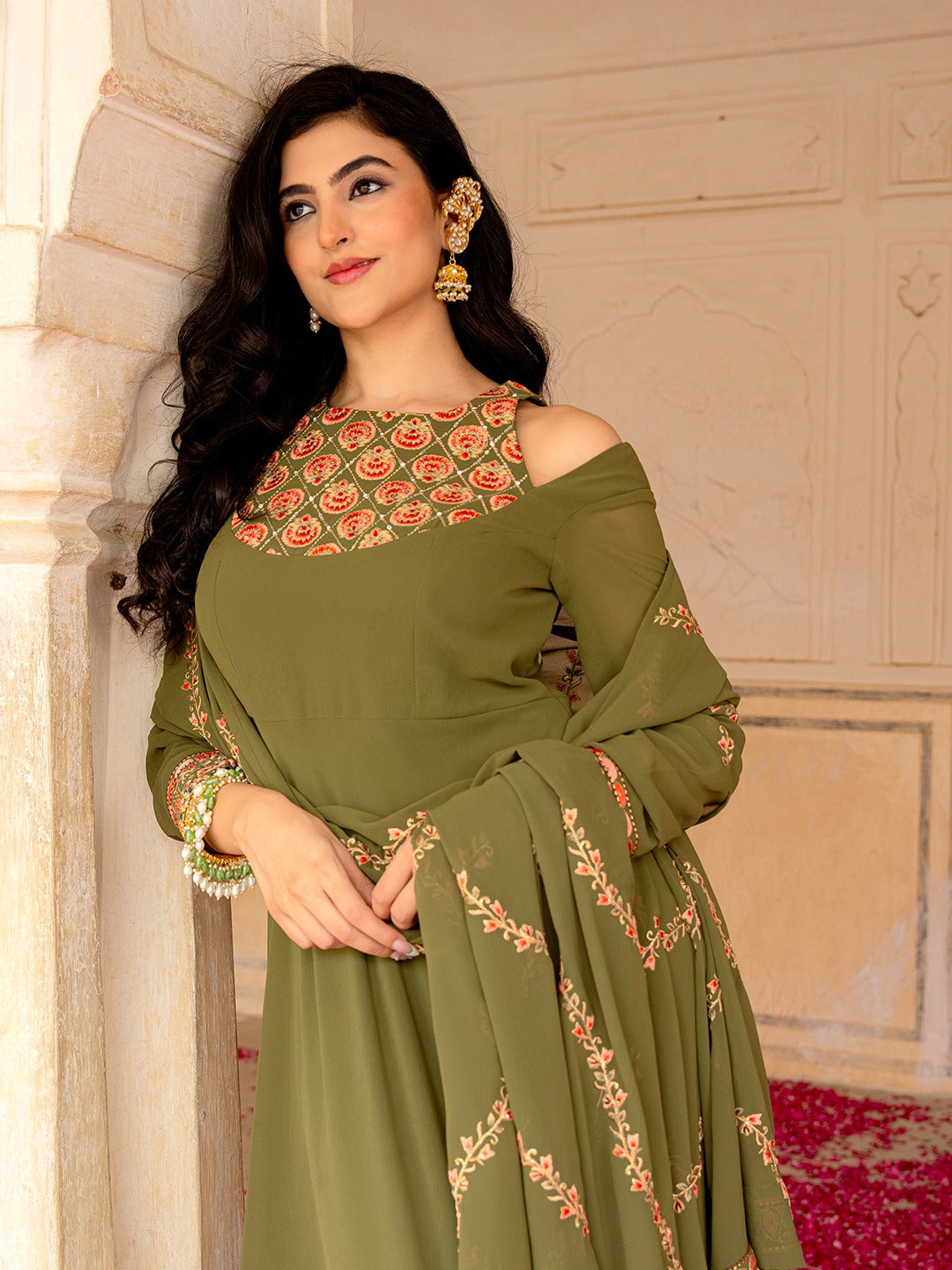 PREMIUM READYMADE GOWN HEAVY DUPATTA SET