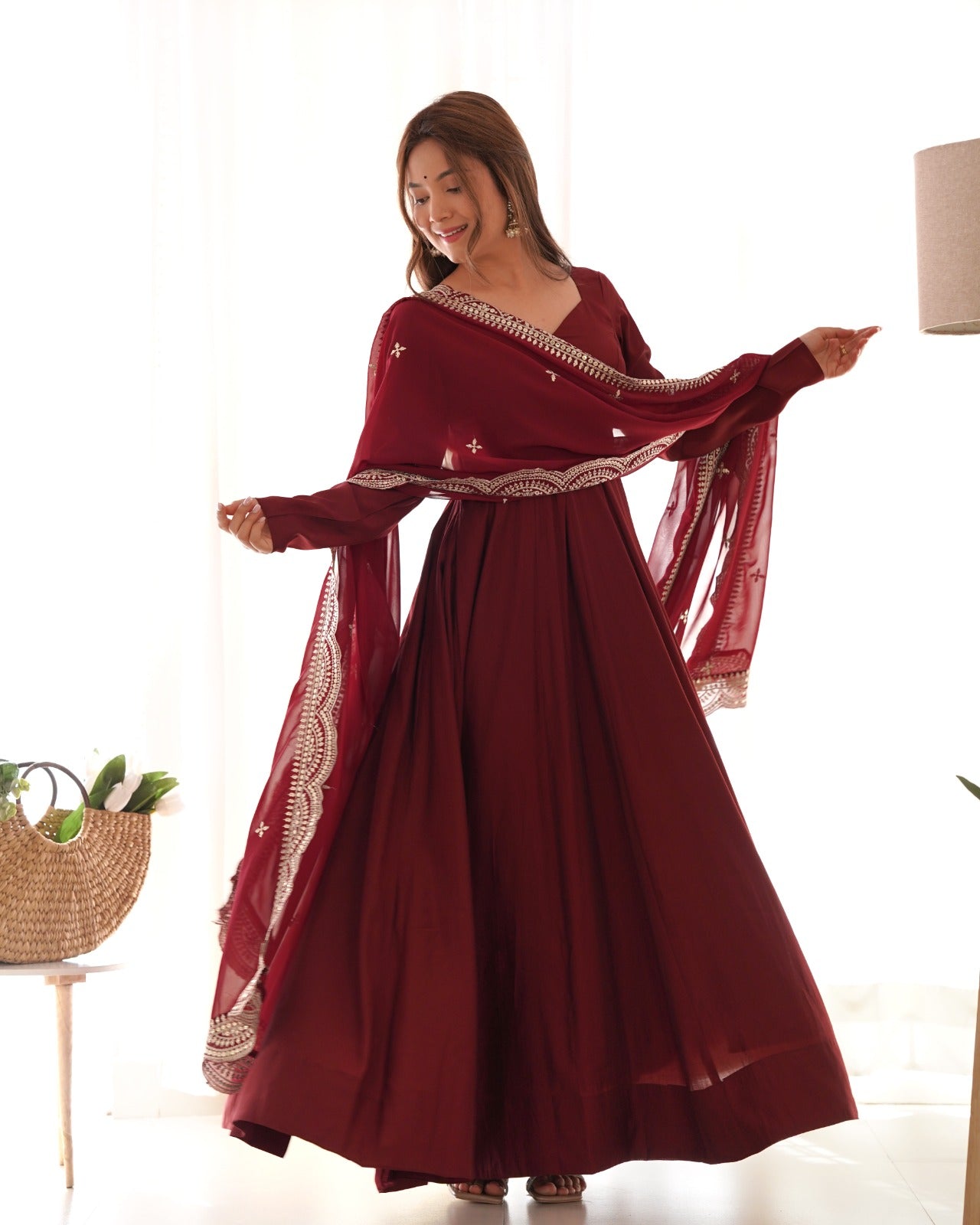 Kalamkari Maroon Fresh Look Premium Outfit (Ready to Wear)