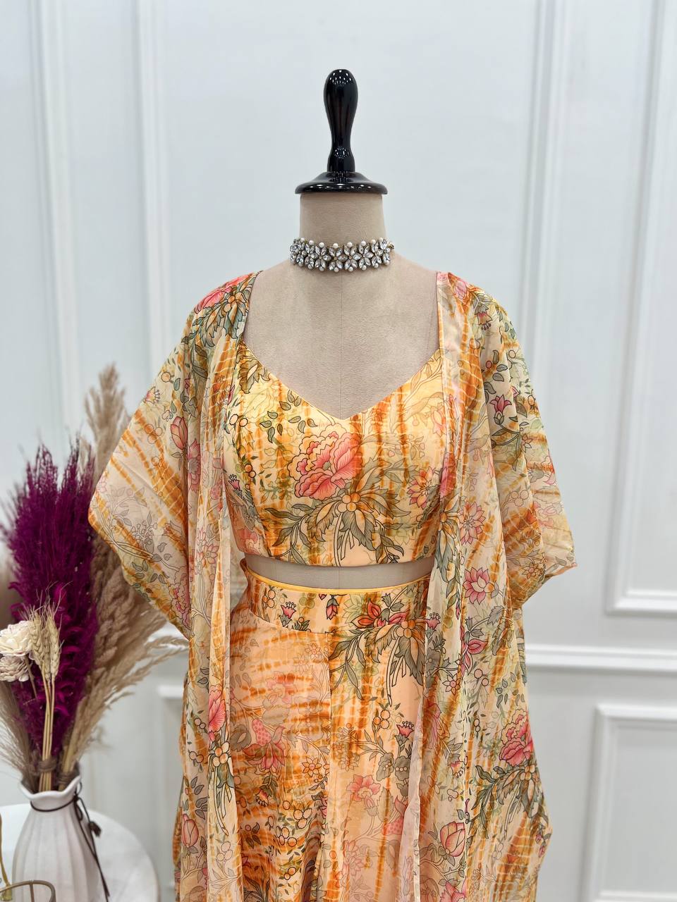 Floral Indo Western Earthy Outfit