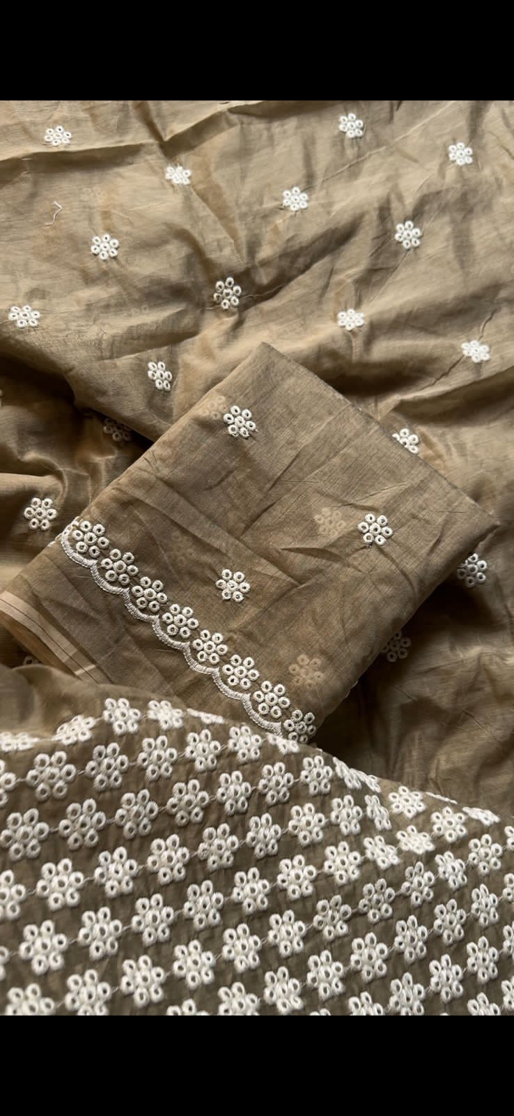 Antique Mouse Chanderi Cotton Saree