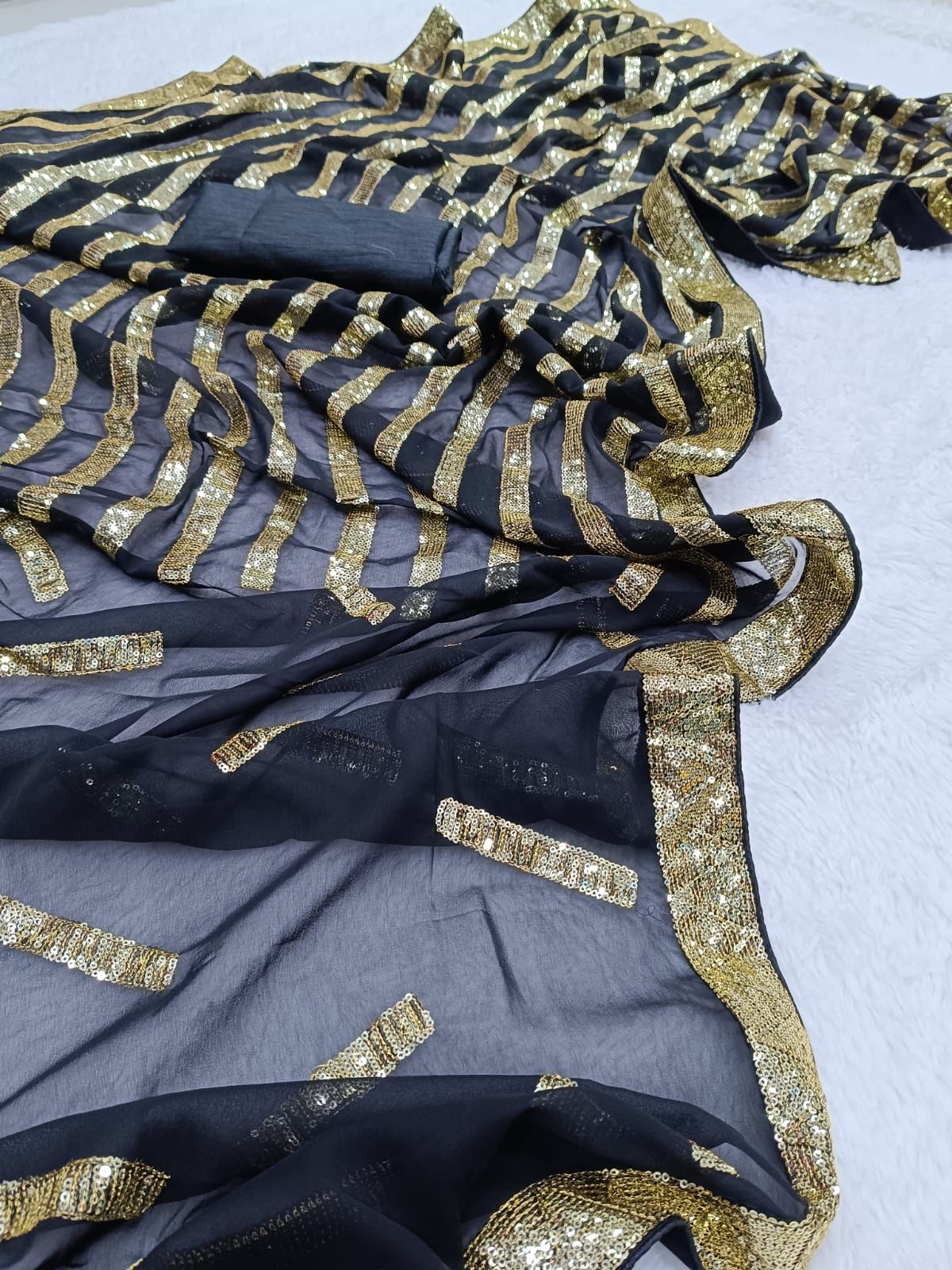 Bling Golden Black Party Saree