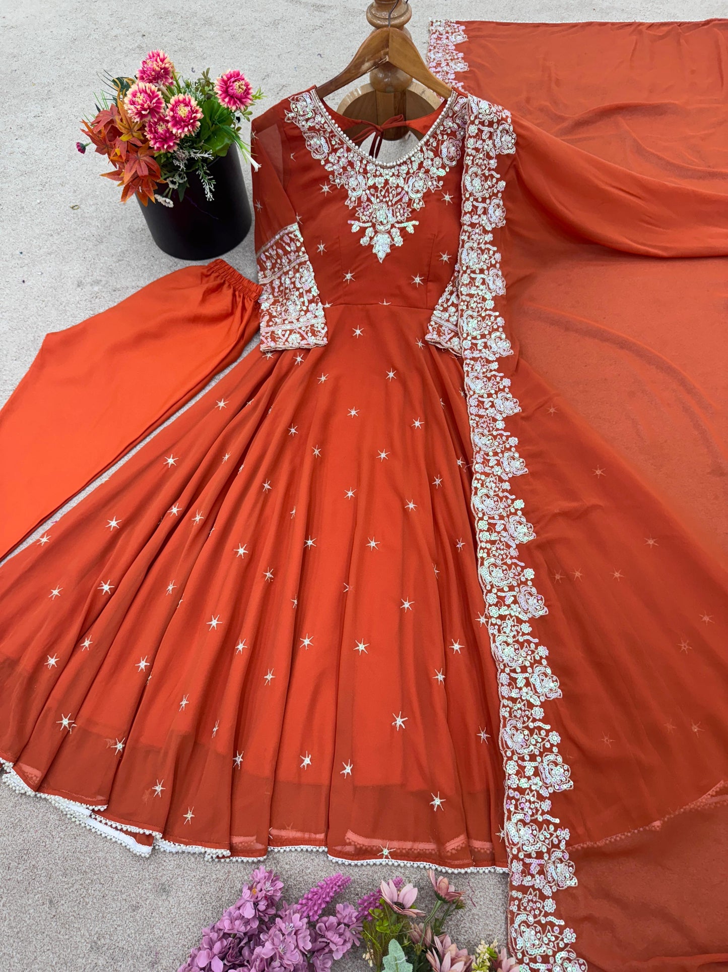 Elegant Embroidered Rambo Sequence Designer Anarkali