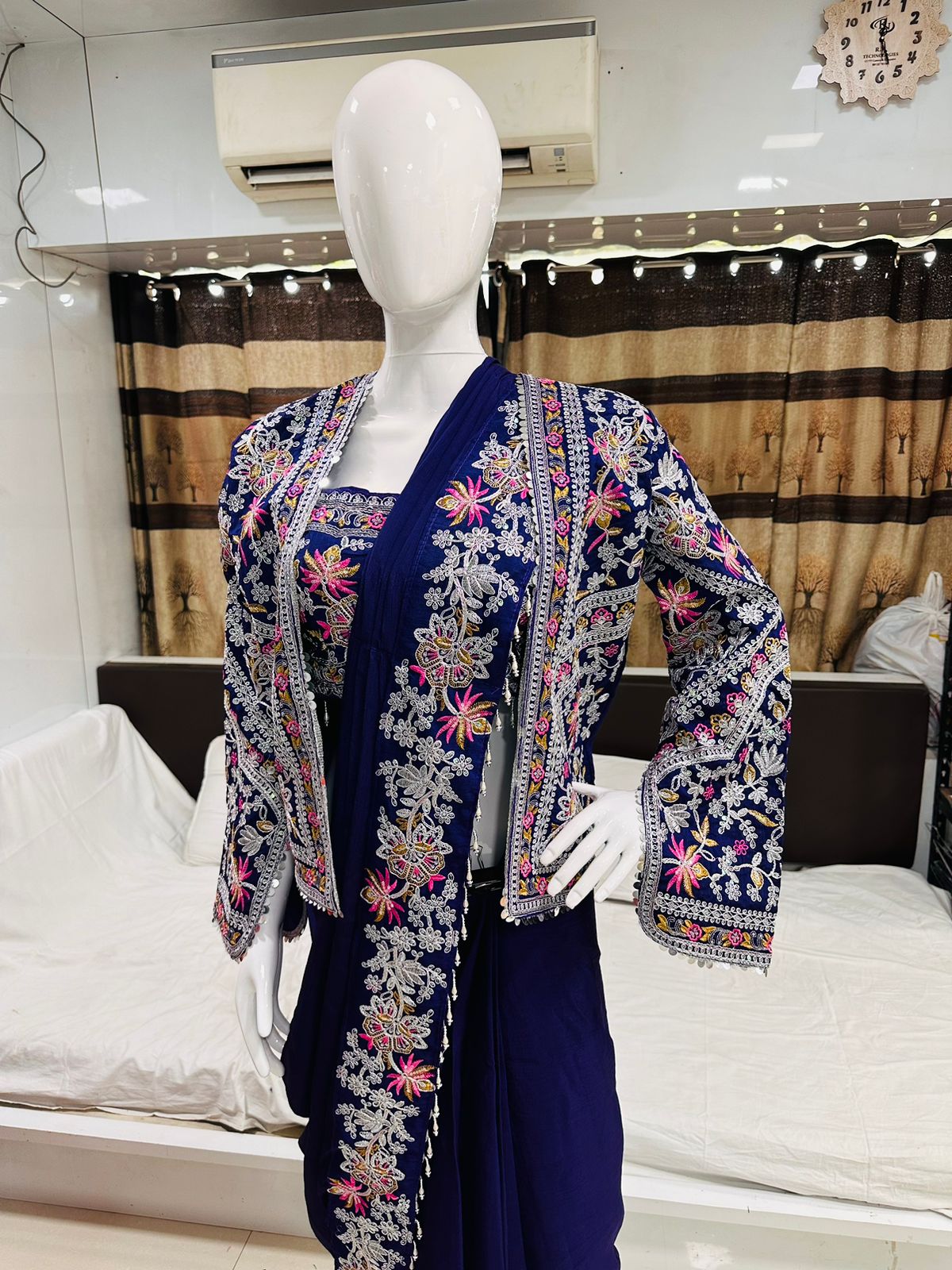 Supreme Jacket Saree Outfit - Ready To Wear