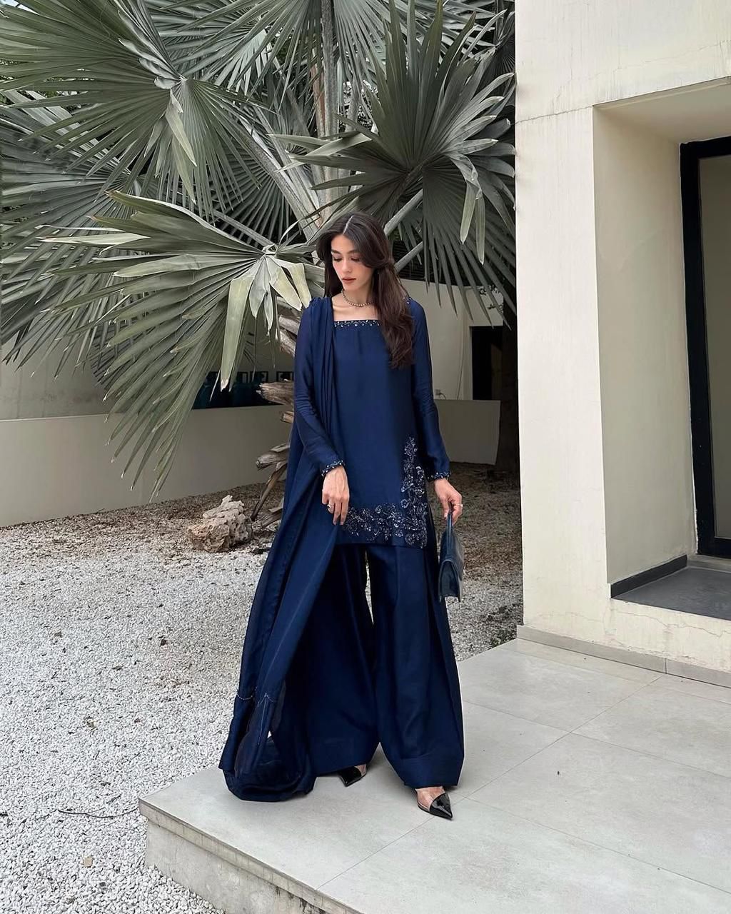Blue Stylish Naturally Attractive Beautiful Outfit - Upto Plus Size