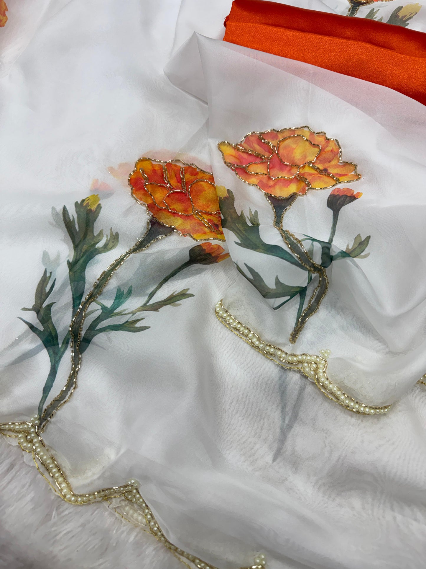 Premium Floral Print Organza Summer Saree