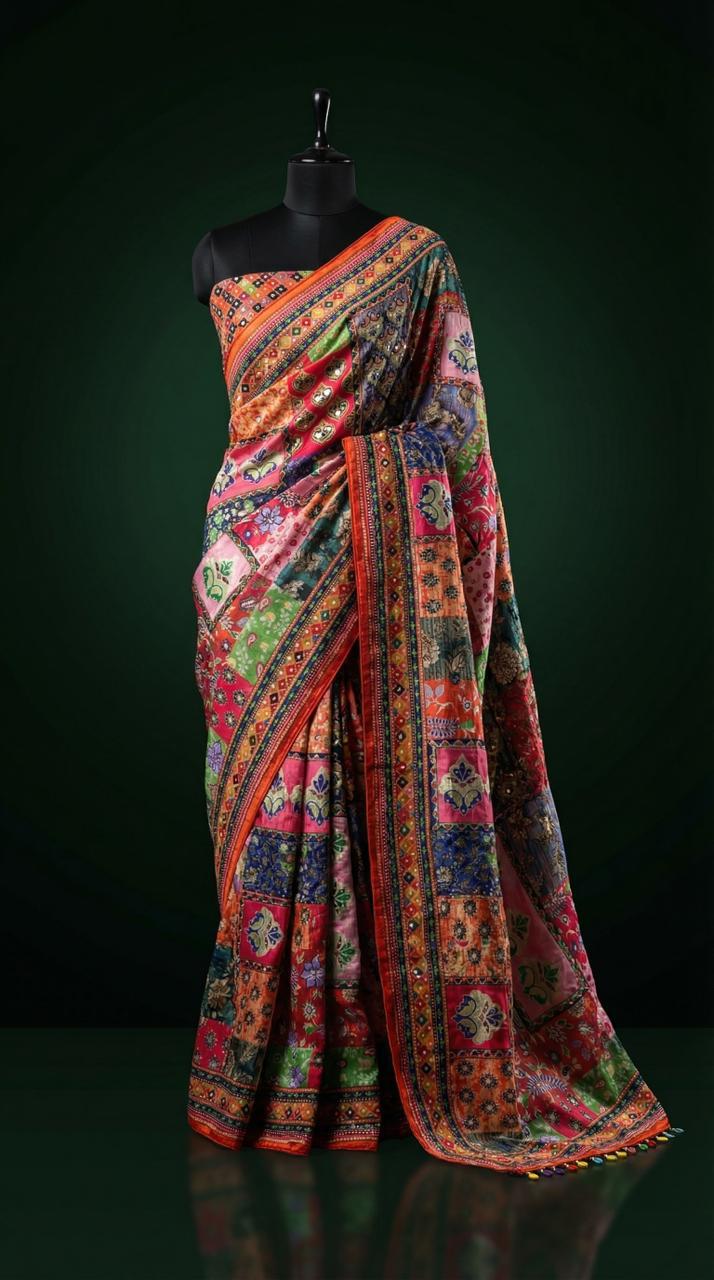 AJARAKH PREMIUM ROMAN SILK SAREE