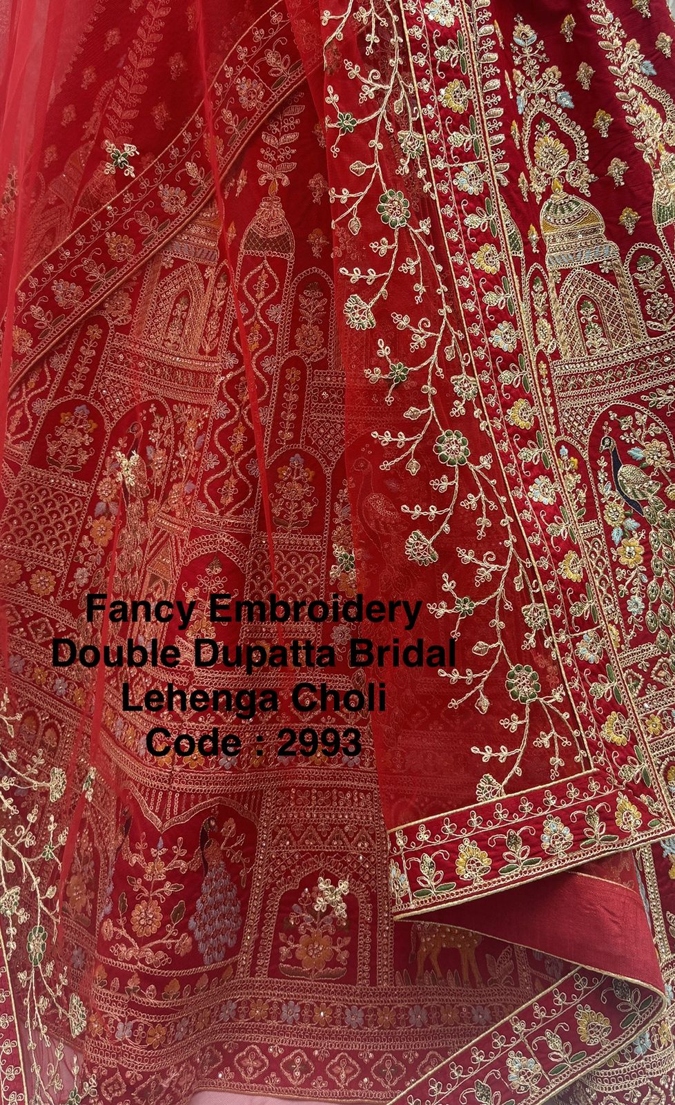 Premium Fancy Embroidery Double Dupatta Bridal Lehenga Choli