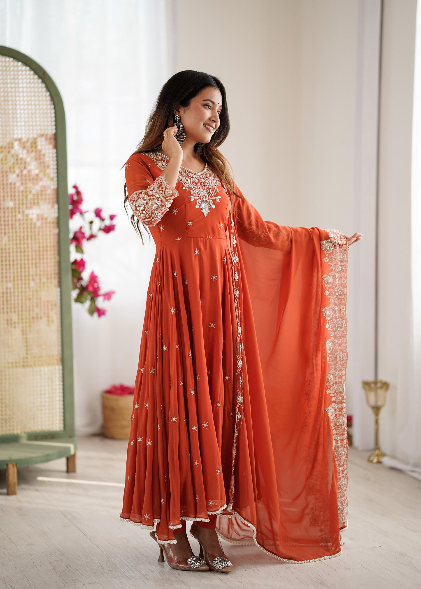 Elegant Embroidered Rambo Sequence Designer Anarkali