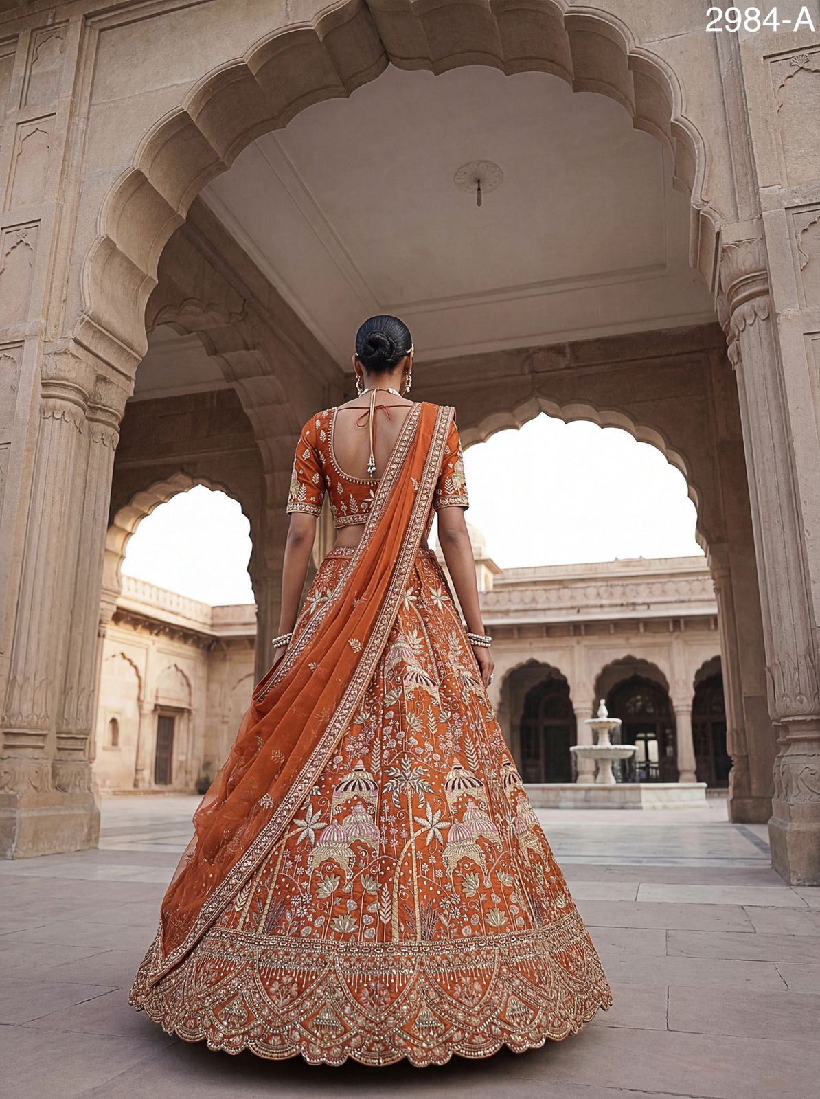 Ultra Premium Coconut Tree & flower Perfect Silk Bridal Lehenga