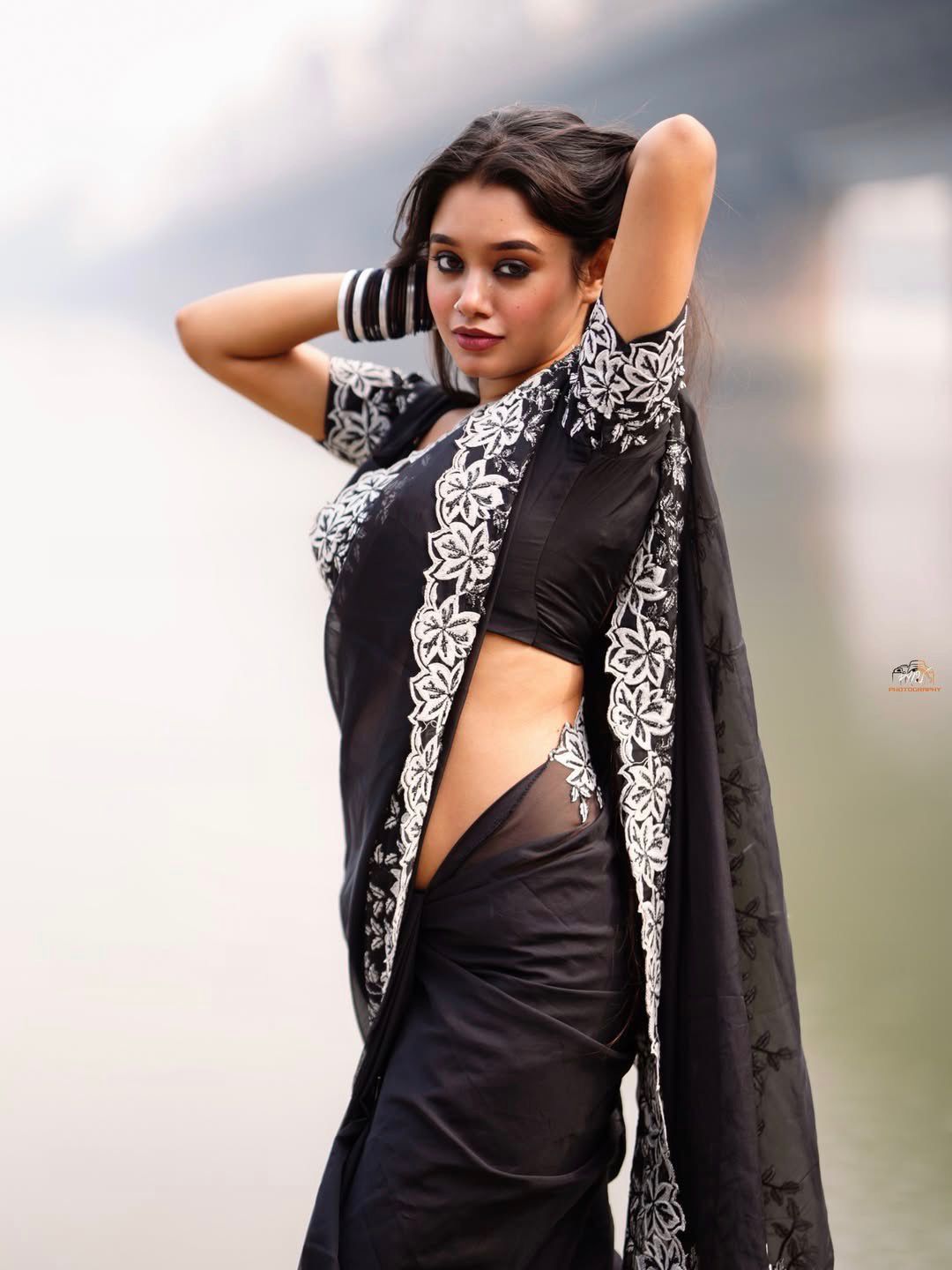 Black Love Premium Tabby Silk Saree