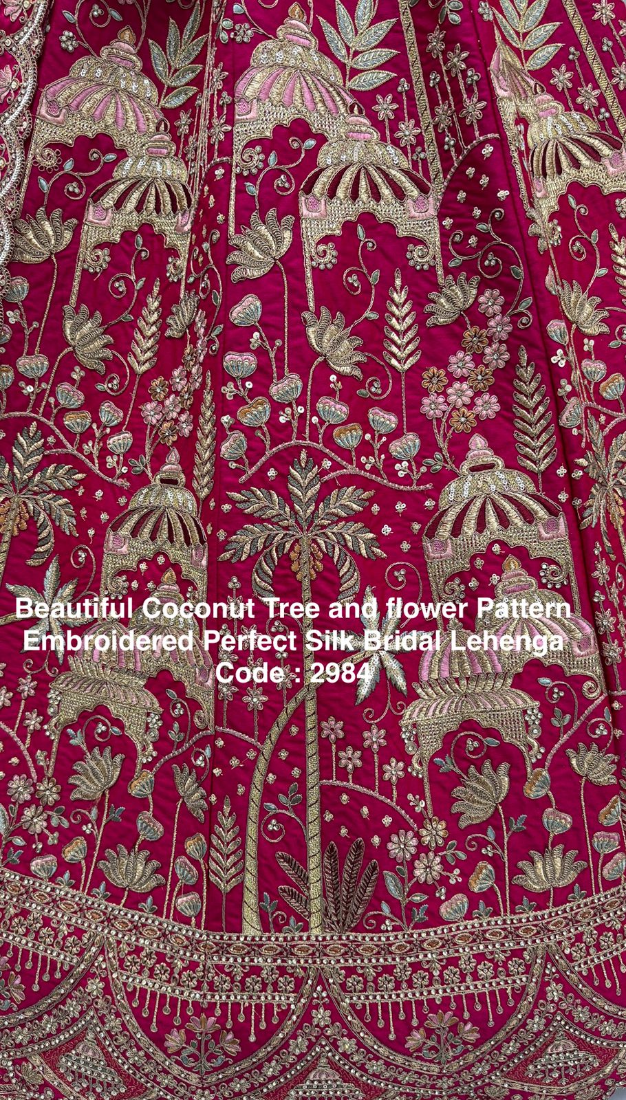 Ultra Premium Coconut Tree & flower Perfect Silk Bridal Lehenga