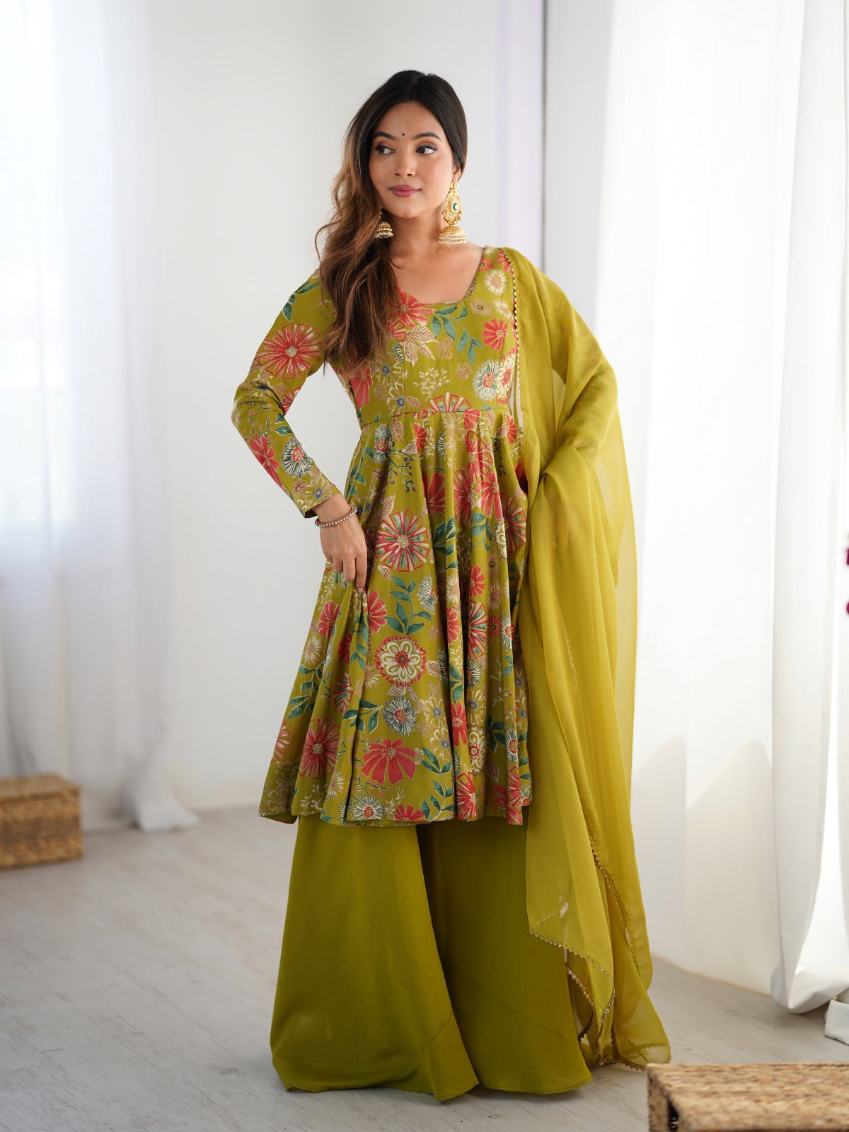 Green Attractive Fresh Look Ethnic outfit  - Ready To Wear