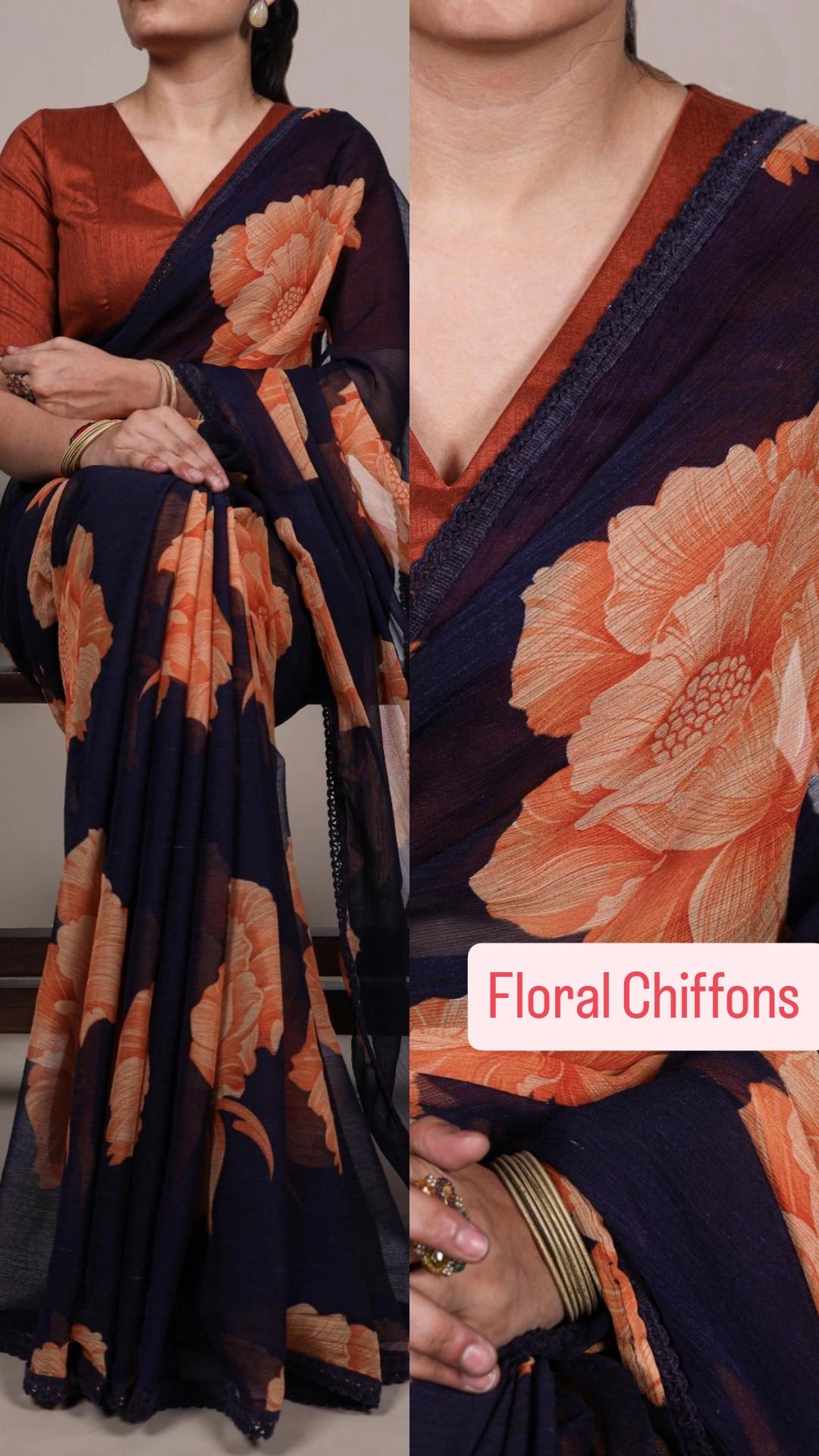 A perfect harmony of airy chiffon and blooming florals