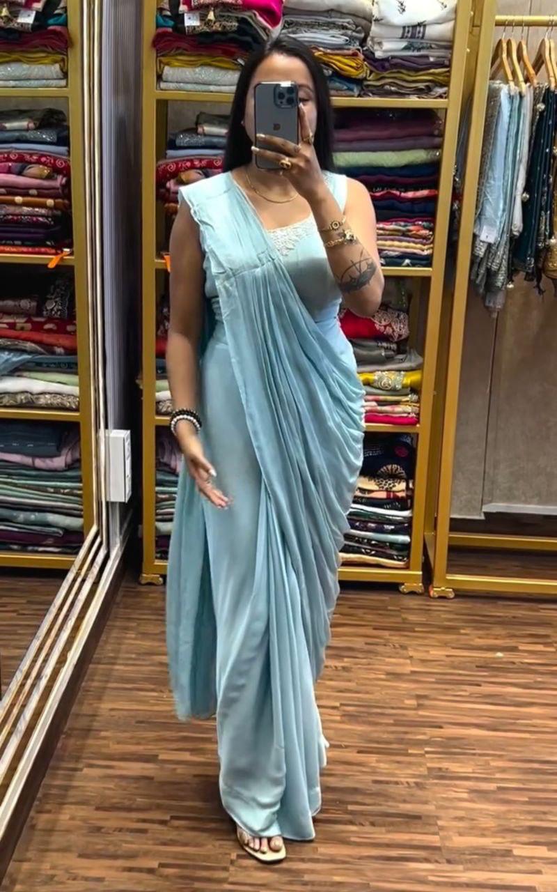 Koti Jacket Style Ready To Wear Trending Embroidery Sequence Work Saree