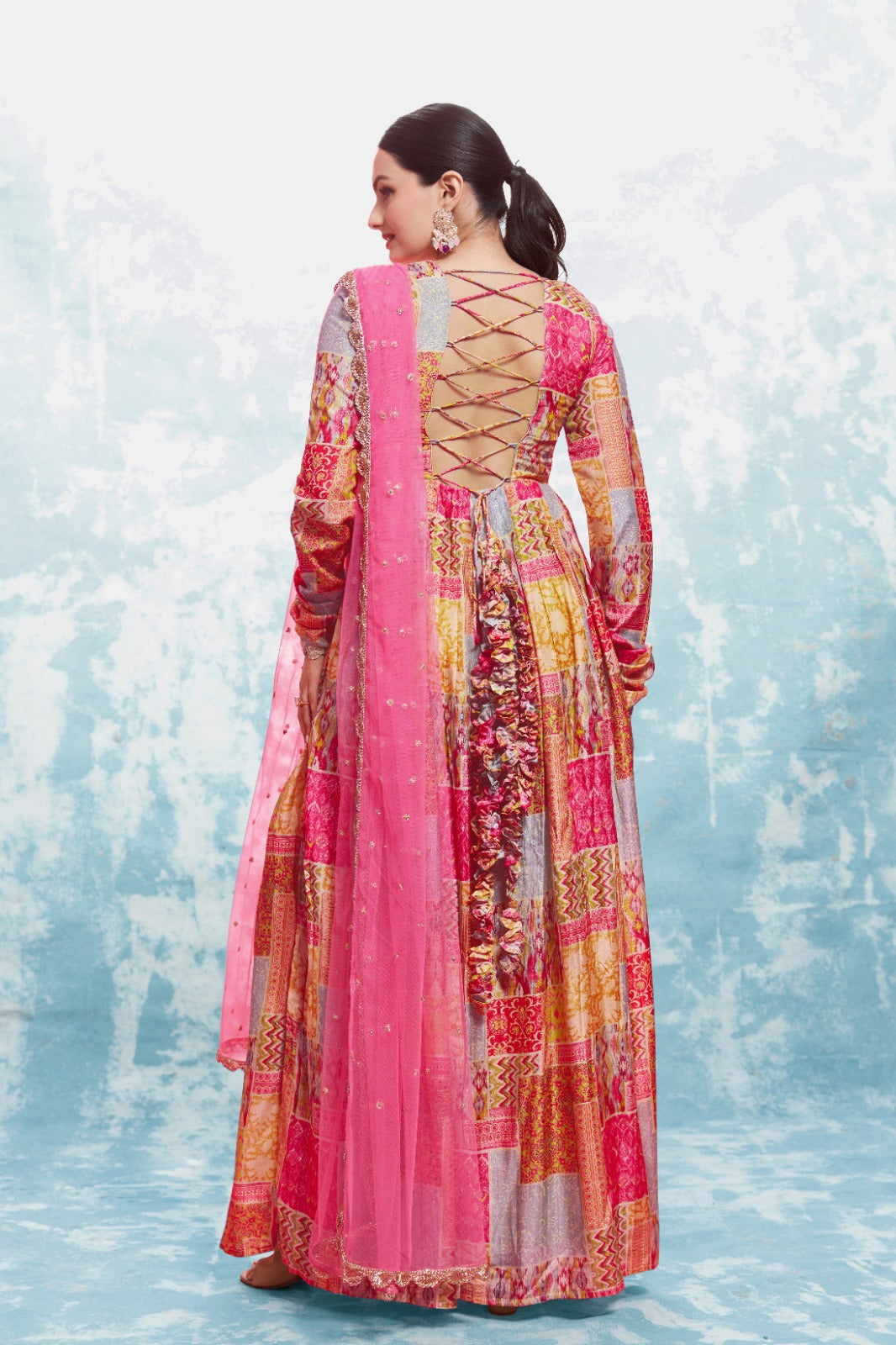 Colorful Joyful Ready To Wear Gown Dupatta Set