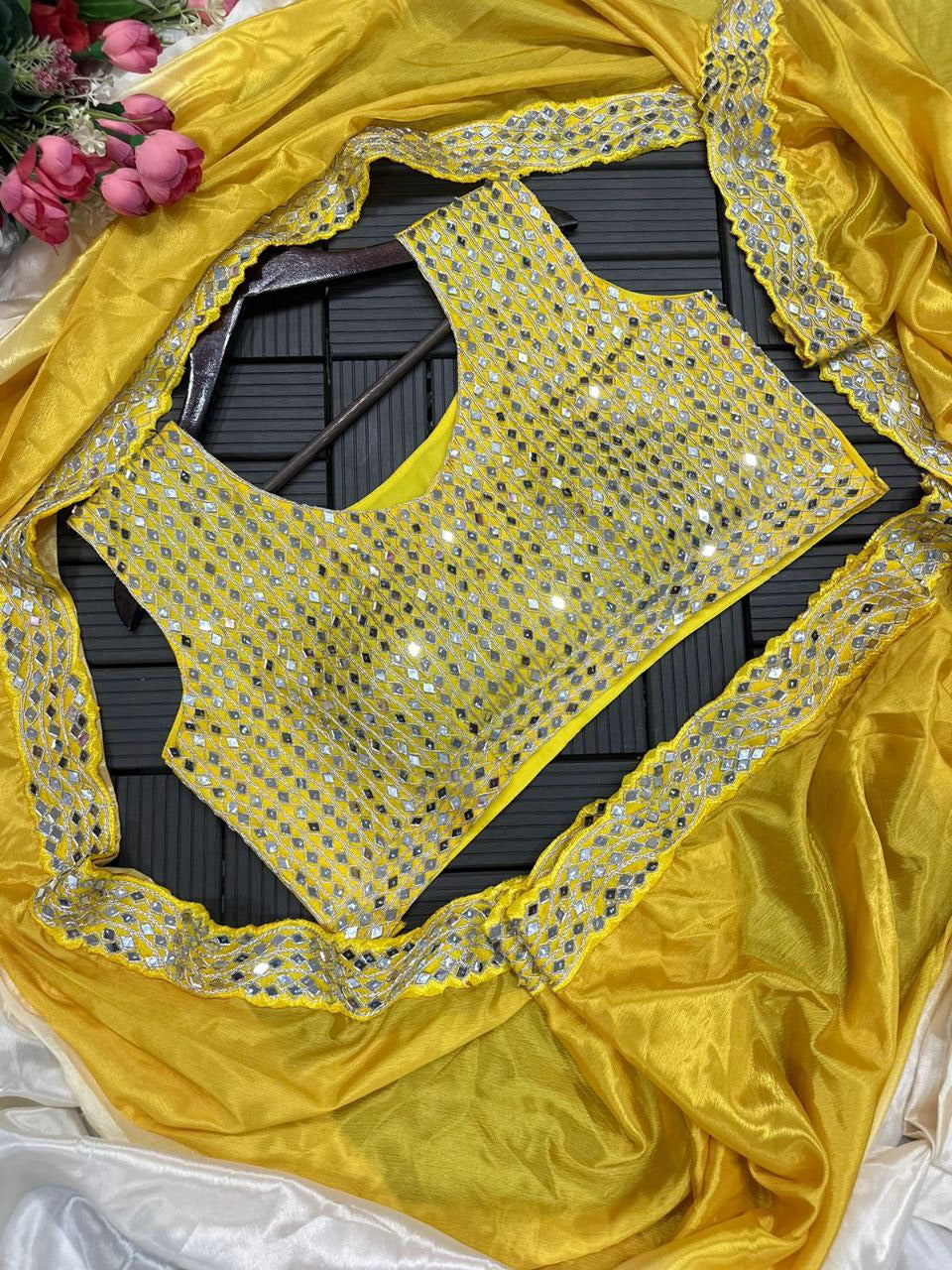 Ready To Wear Real Mirror Work Saree