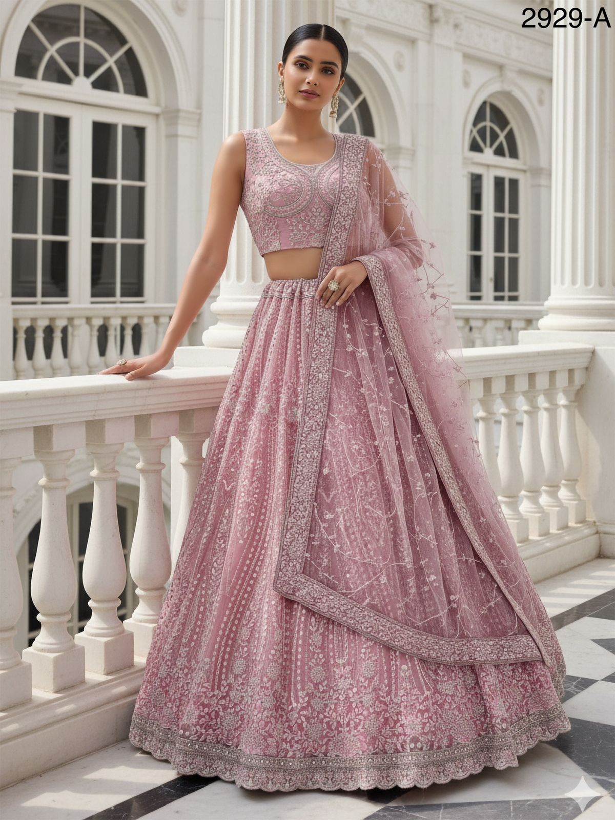 Hand Worked Pink Designer Lehanga