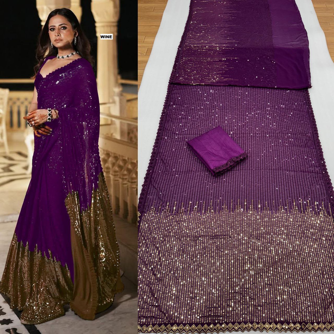 Duo Color BlockBuster Sequins Saree